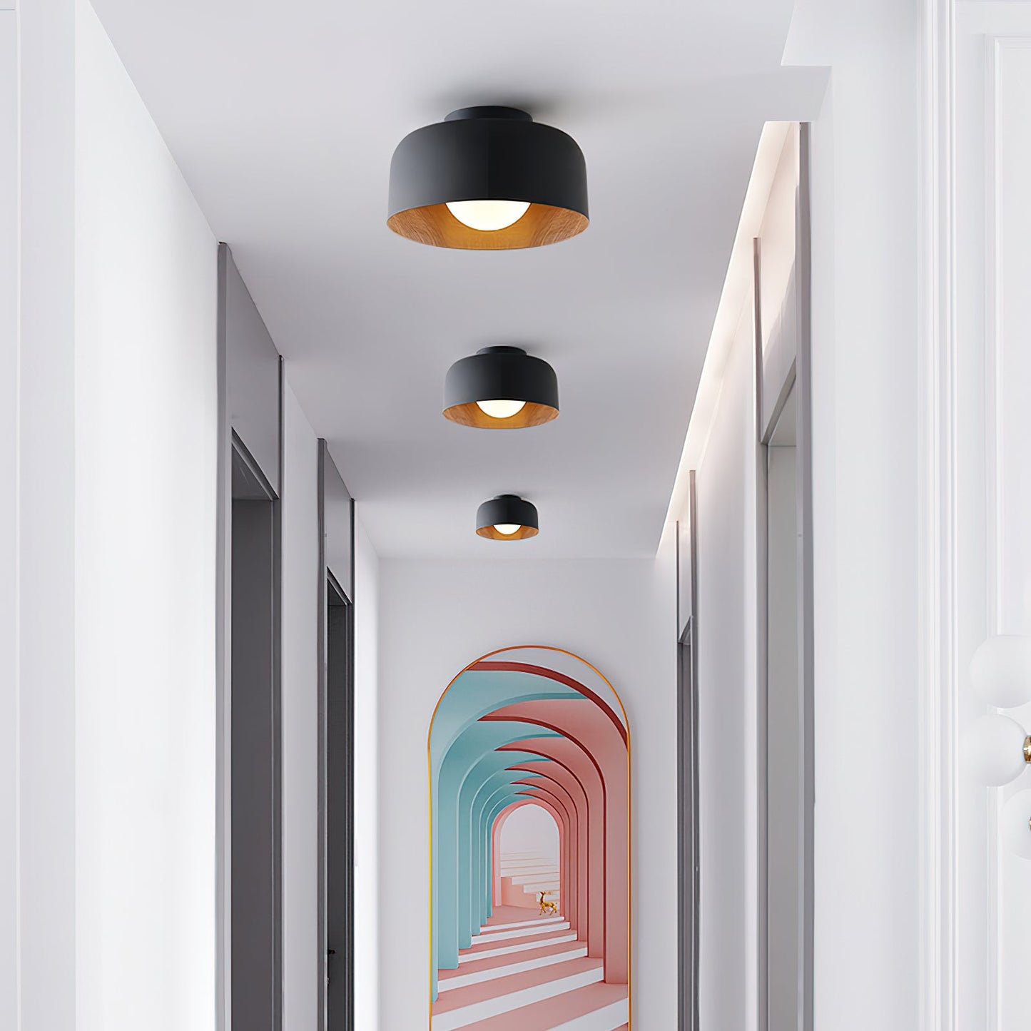 Lumosphere Ceiling Light | Metal, Glass | Wood Grain Hydrographics