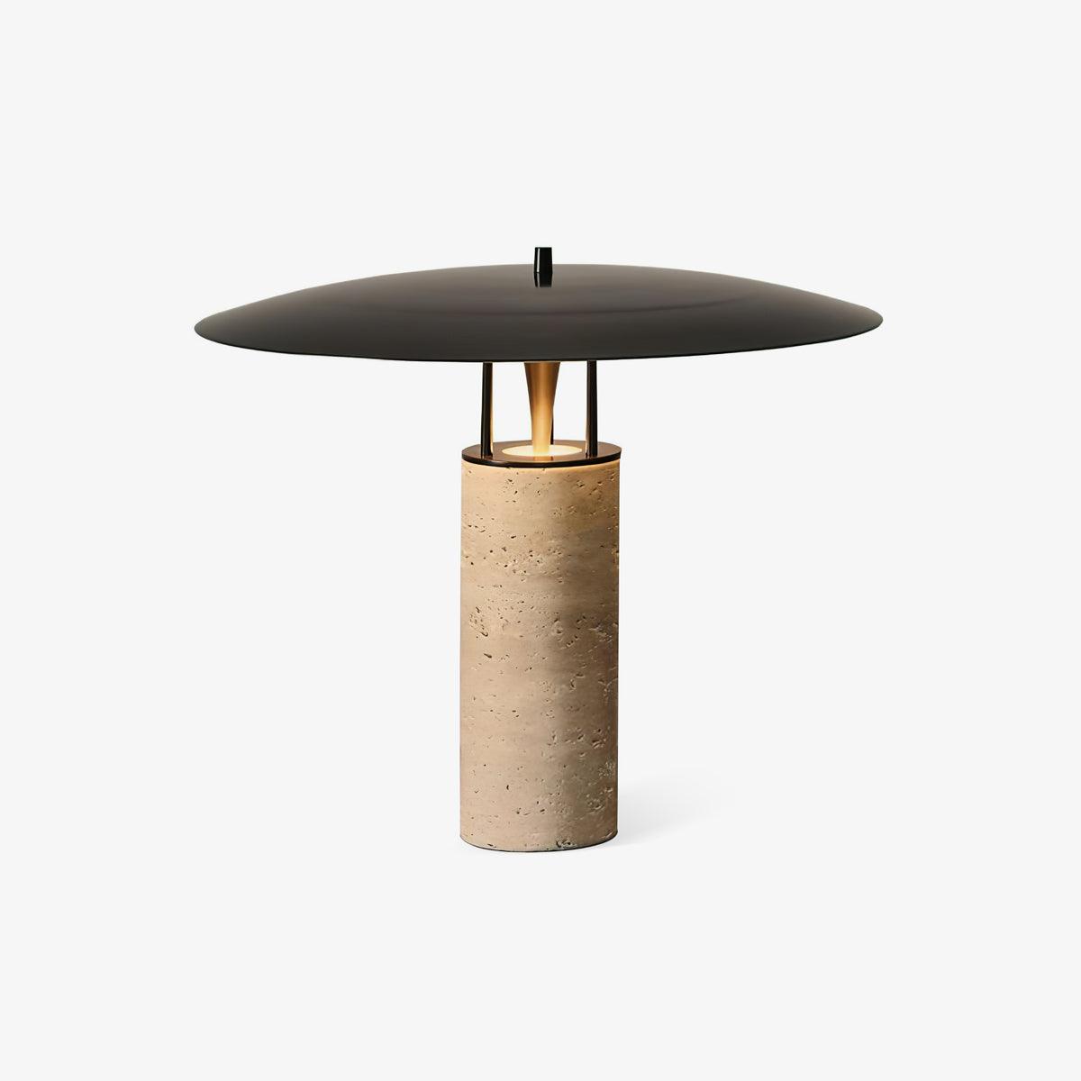 Luna Table Lamp | Metal & Yellow Travertine | Adjustable Light Options