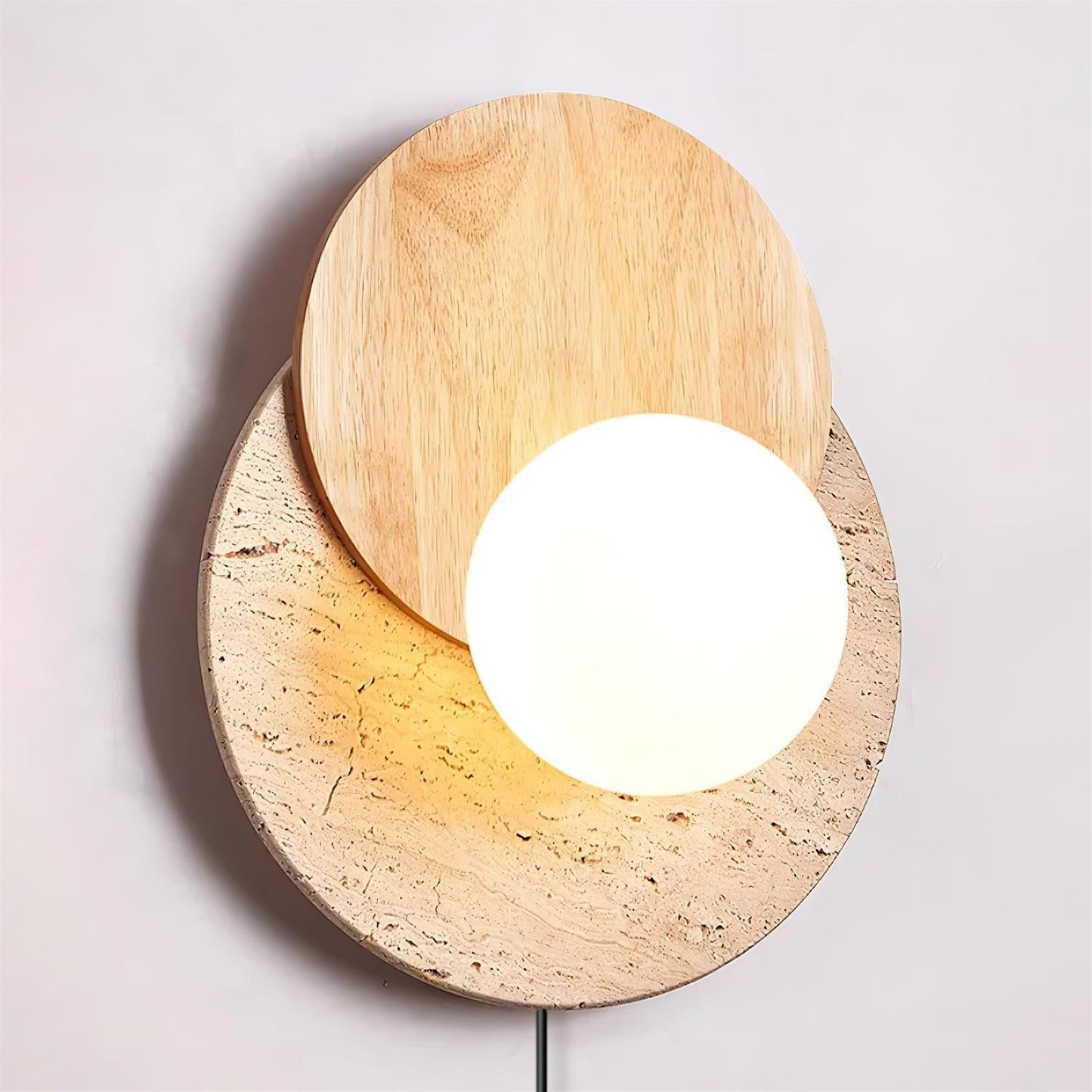 Lunar Eclipse Wall Lamp | Glass, Wood, Metal | White