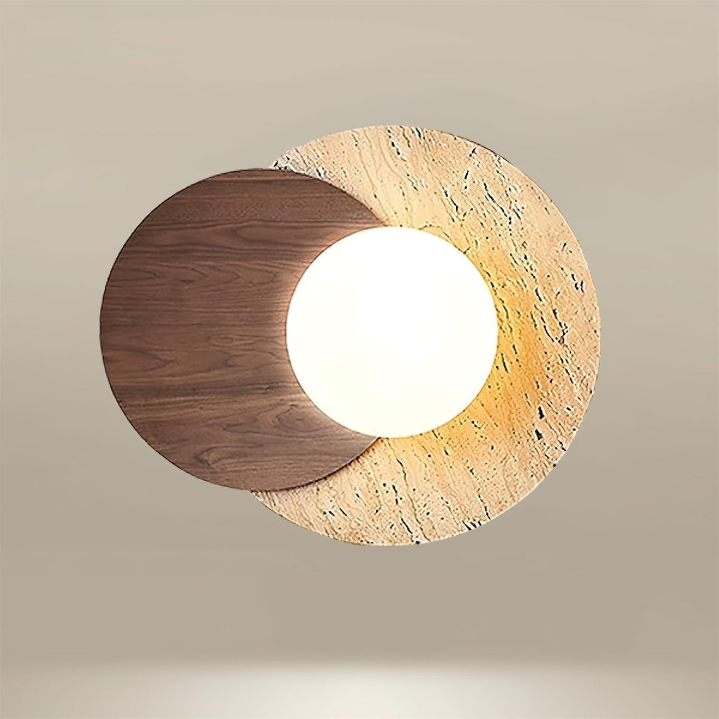 Lunar Eclipse Wall Lamp | Glass & Wood | White Shade