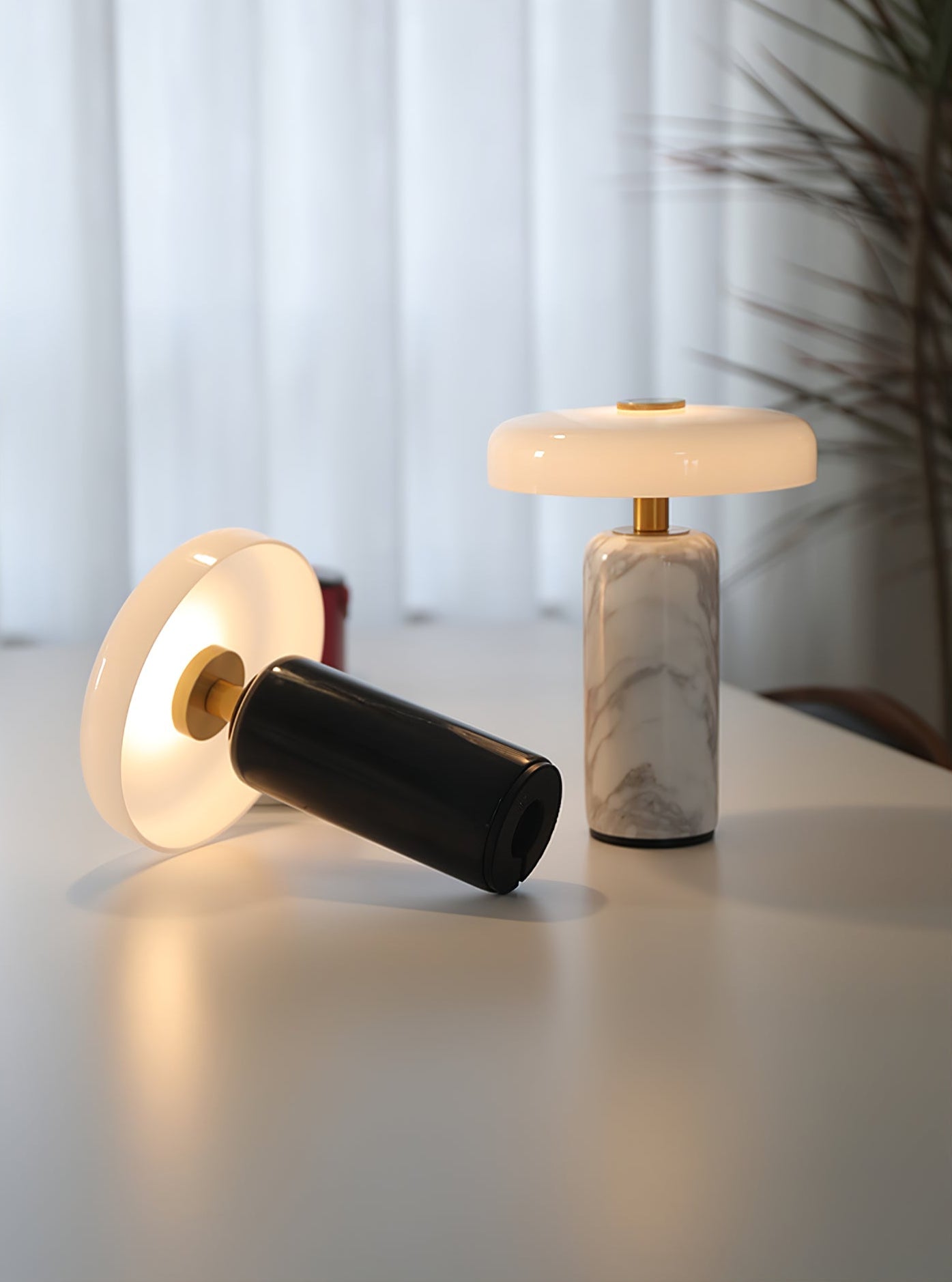 Lunara Marble Table Lamp | Marble & Glass | Black/White/Brown