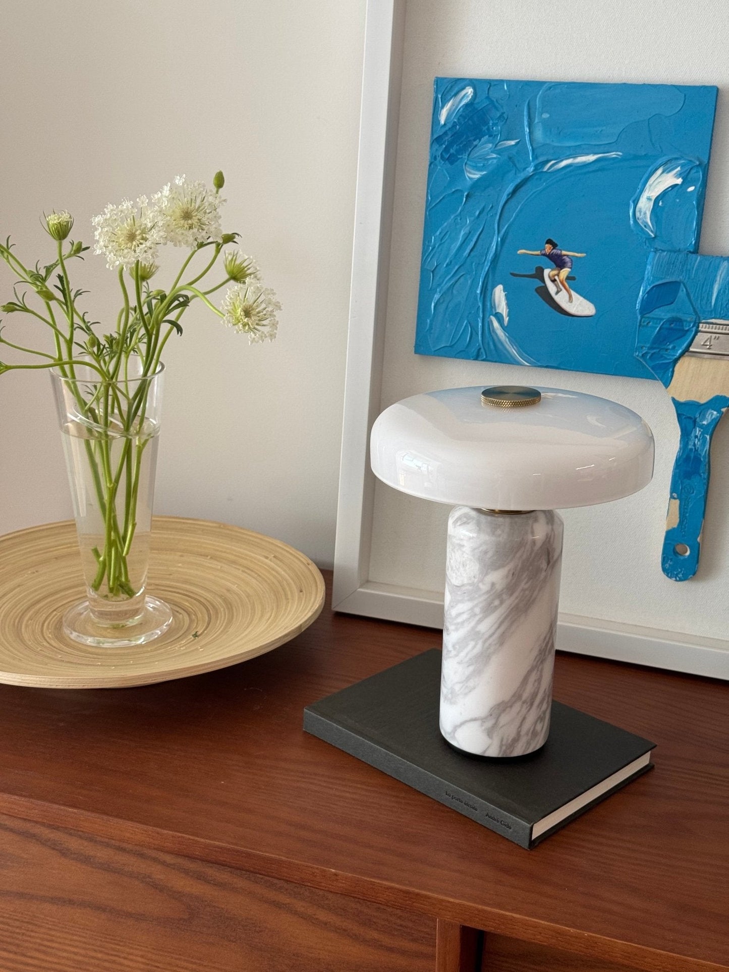 Lunara Marble Table Lamp | Marble & Glass | Black/White/Brown