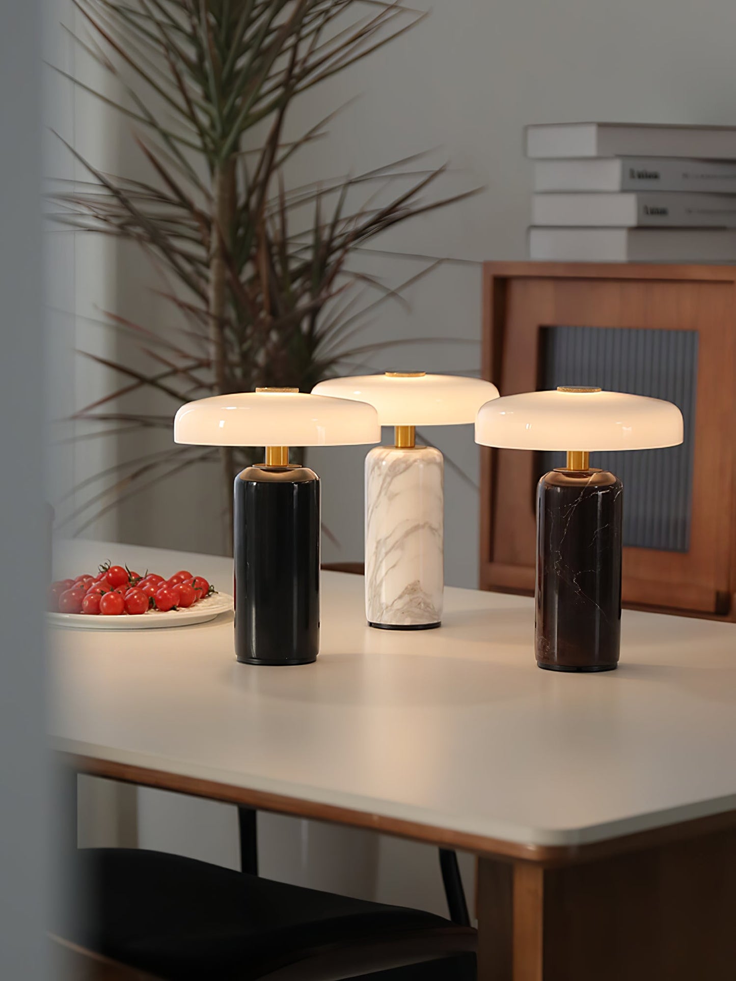 Lunara Marble Table Lamp | Marble & Glass | Black/White/Brown