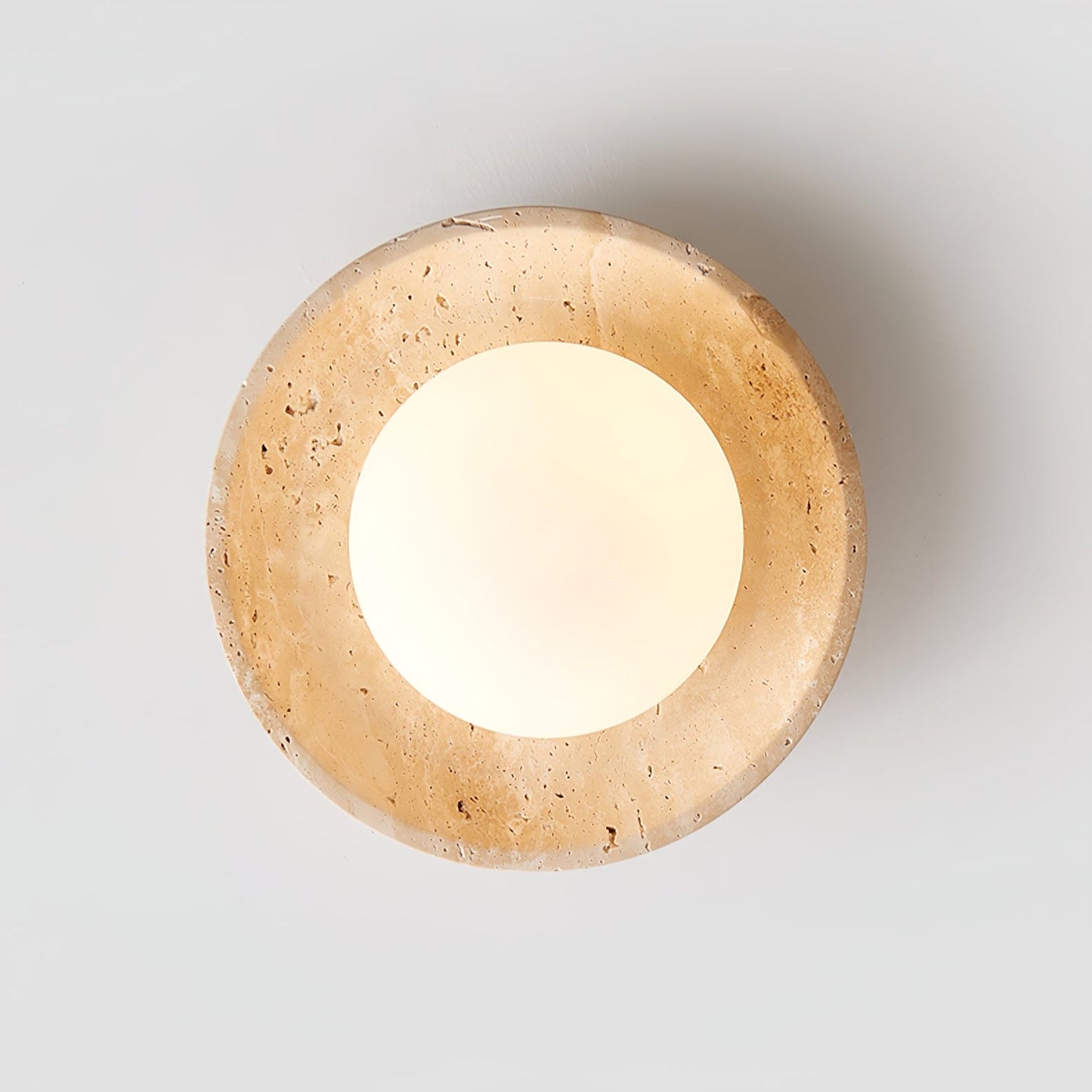 Lunaro Ceiling Lamp | Travertine & Glass | White