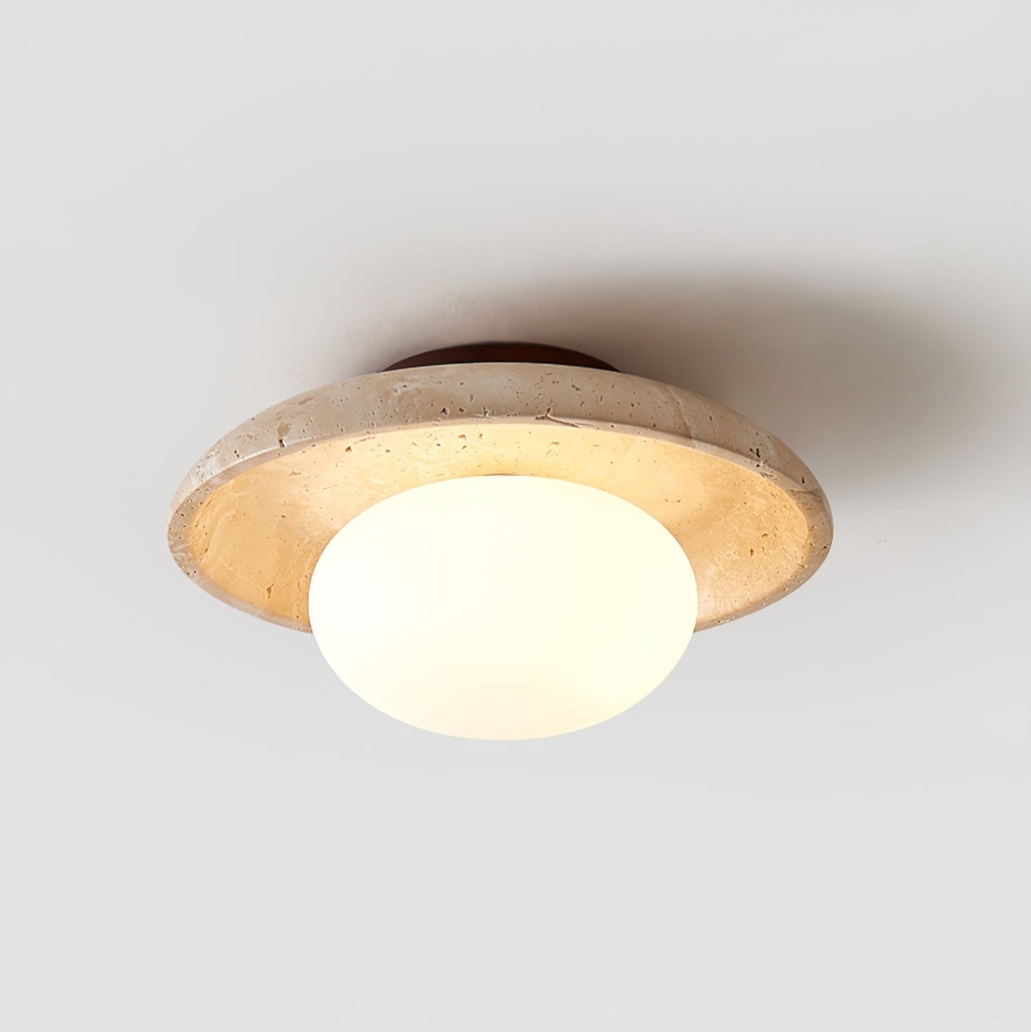 Lunaro Ceiling Lamp | Travertine & Glass | White
