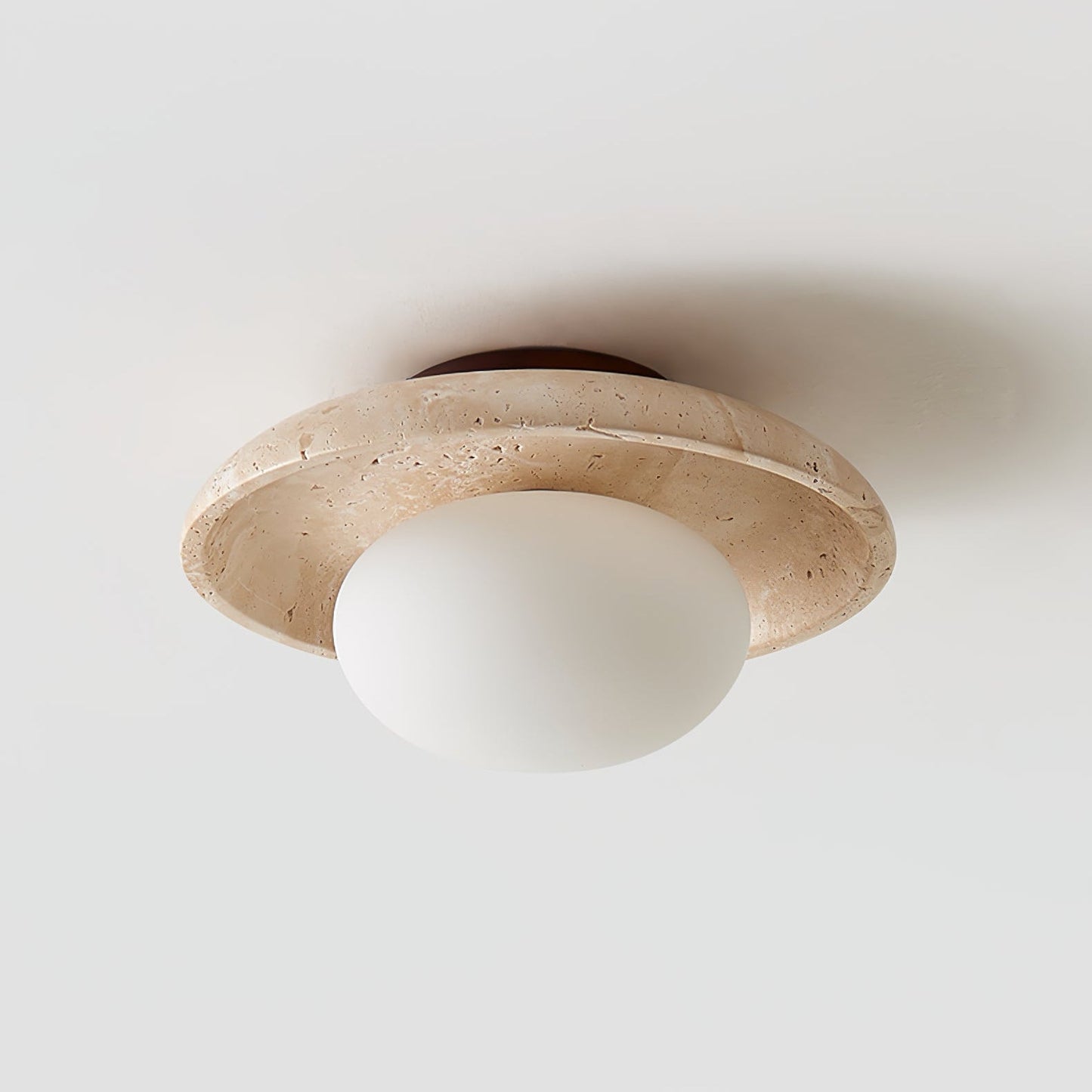Lunaro Ceiling Lamp | Travertine & Glass | White
