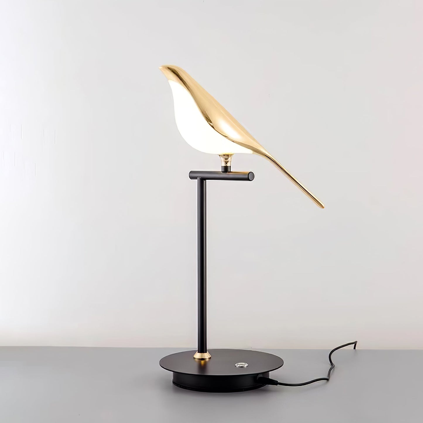 Magpie Perch Table Lamp | Metal, Acrylic, Iron | Black, Gold, White