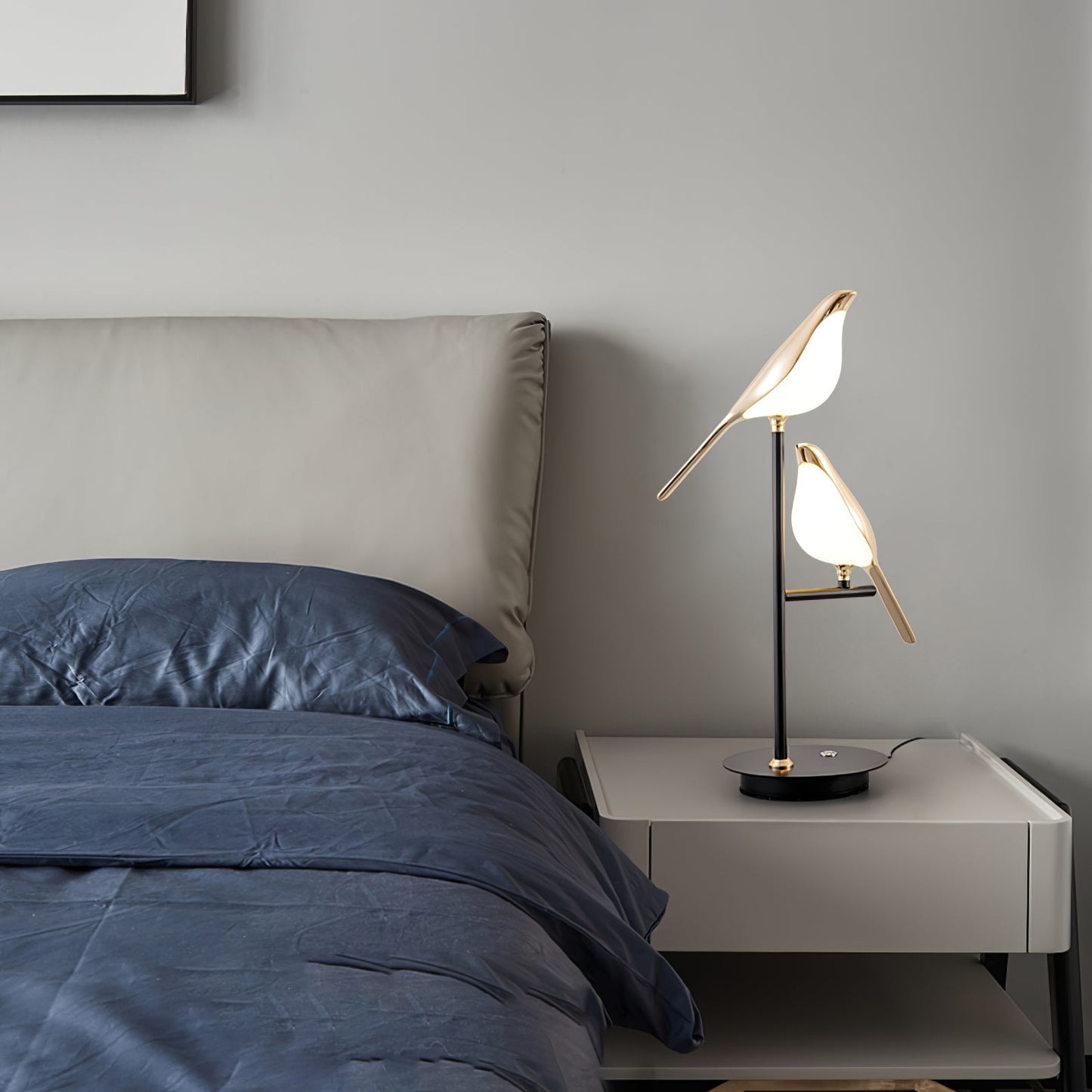 Magpie Perch Table Lamp | Metal, Acrylic, Iron | Black, Gold, White