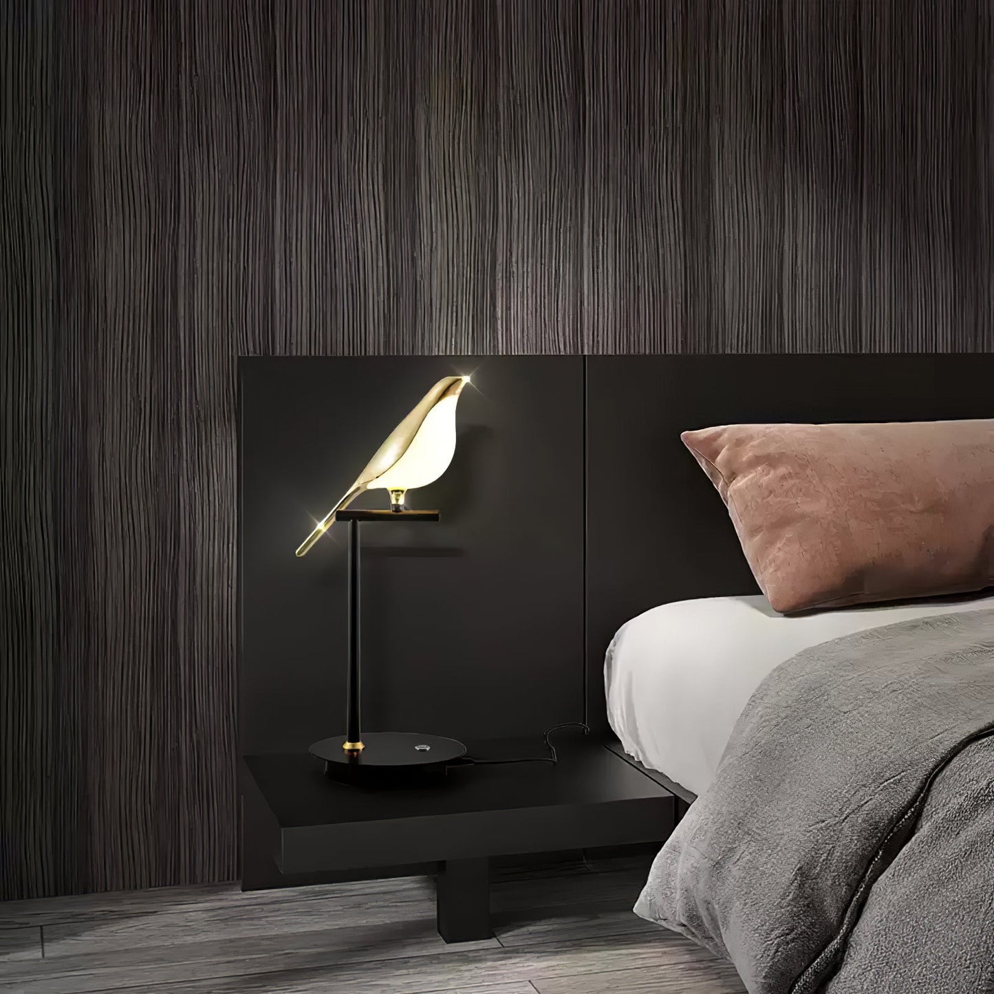 Magpie Perch Table Lamp | Metal, Acrylic, Iron | Black, Gold, White