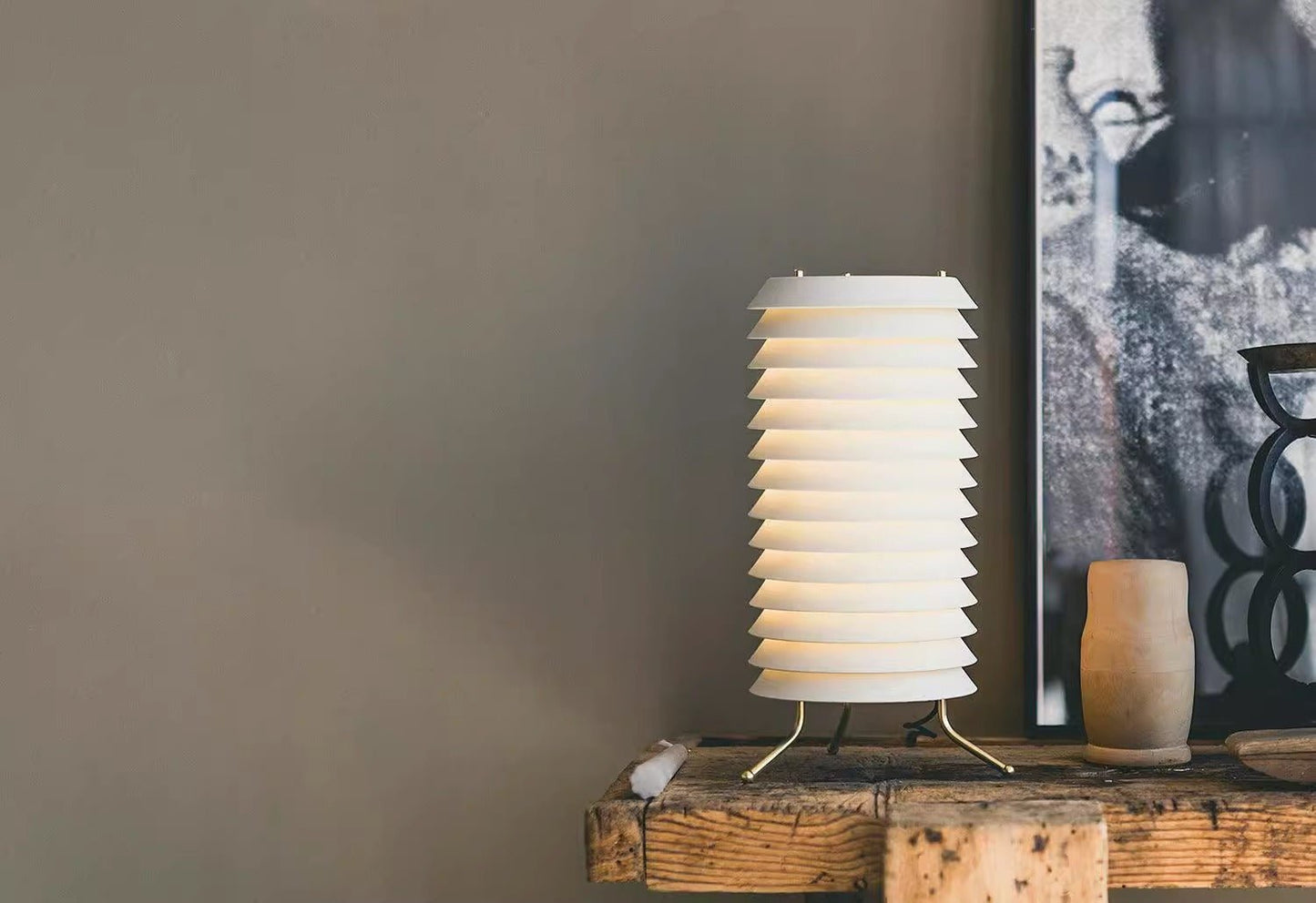Baltic Tower Table Lamp | Metal | White Shade