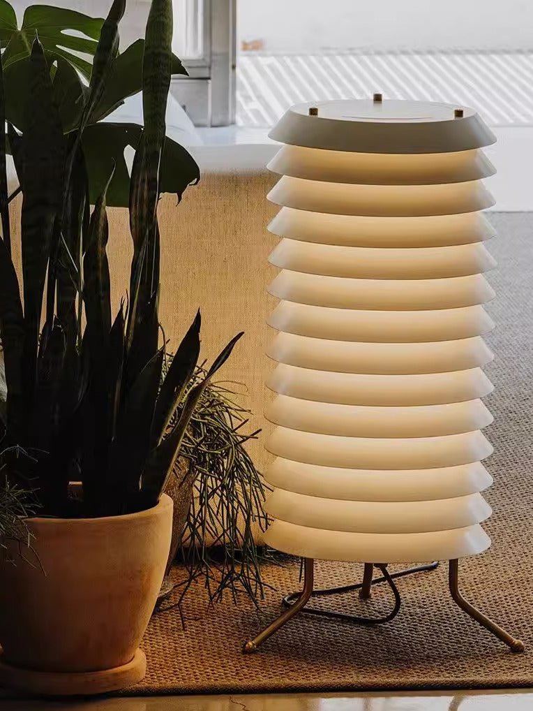 Baltic Tower Table Lamp | Metal | White Shade