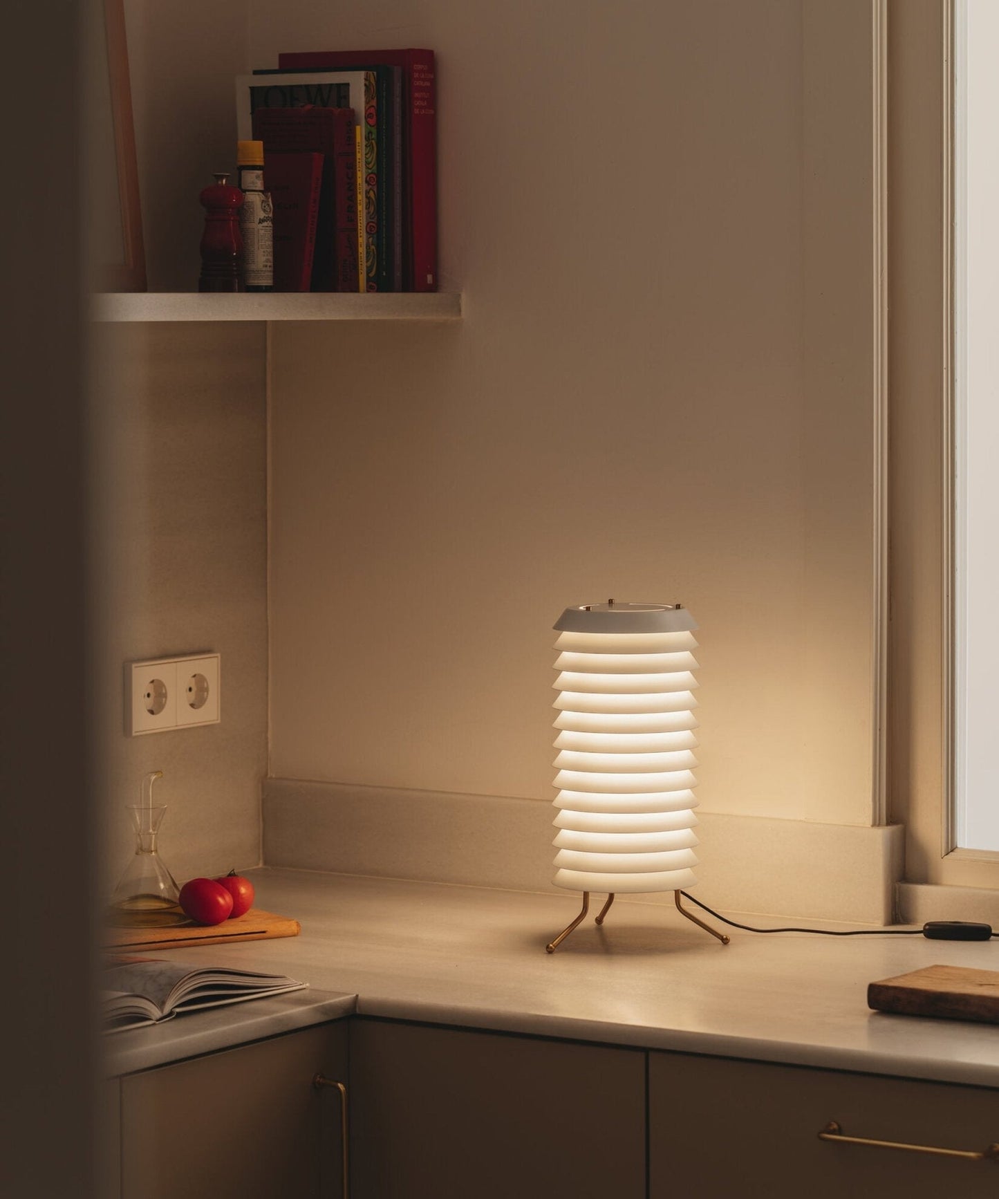 Baltic Tower Table Lamp | Metal | White Shade