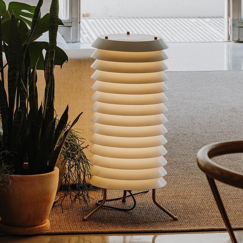 Baltic Tower Table Lamp | Metal | White Shade