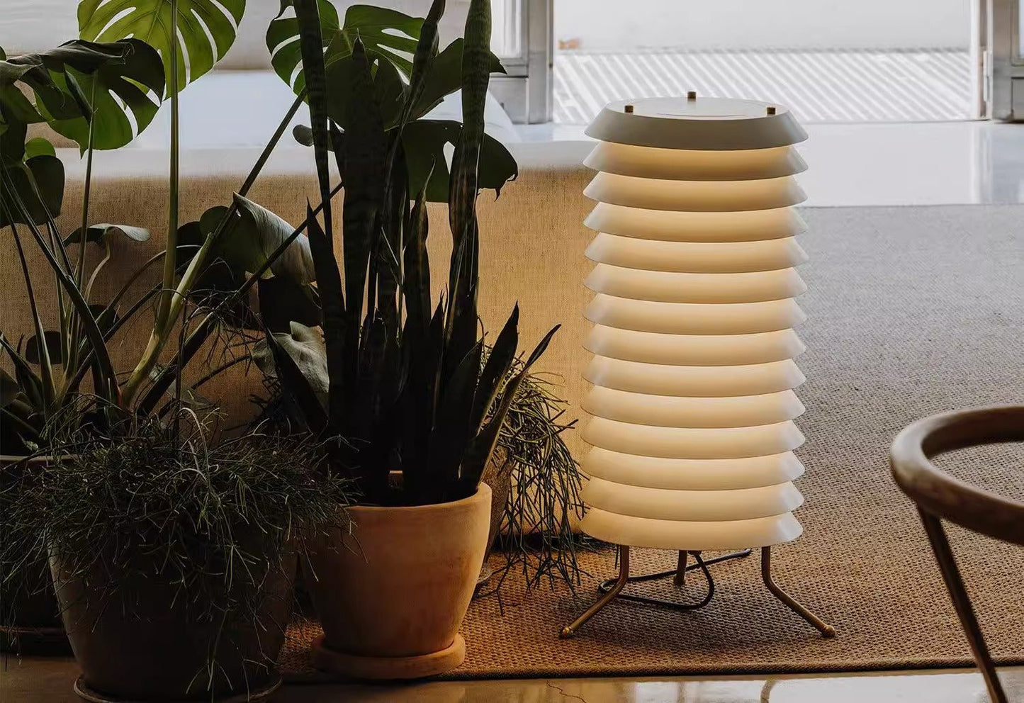 Baltic Tower Table Lamp | Metal | White Shade