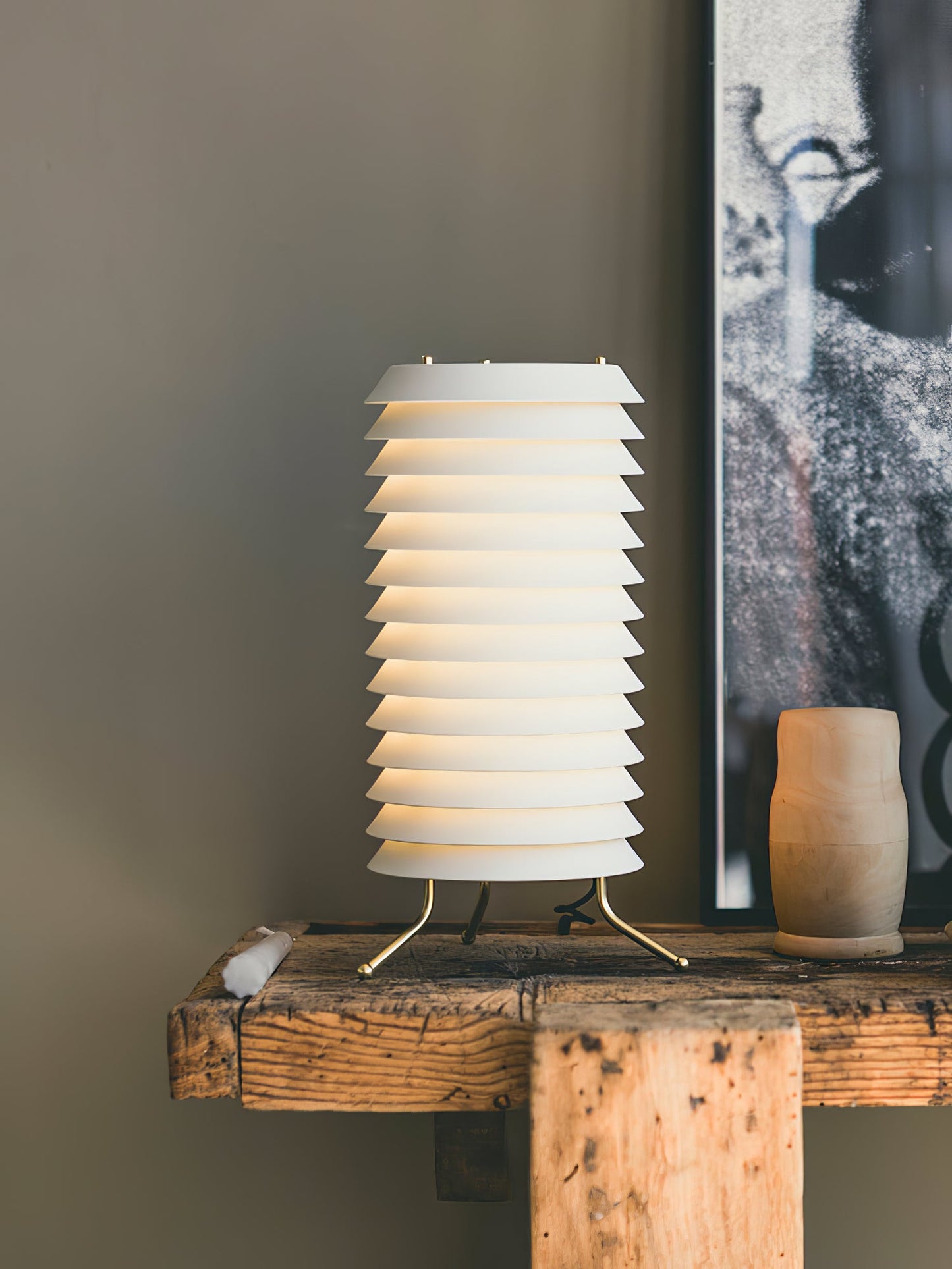 Baltic Tower Table Lamp | Metal | White Shade