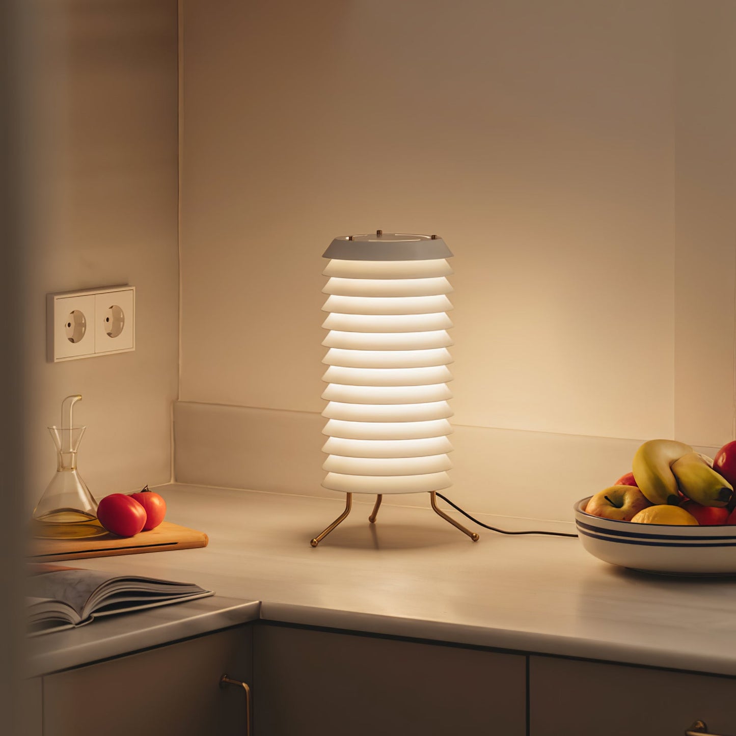 Baltic Tower Table Lamp | Metal | White Shade