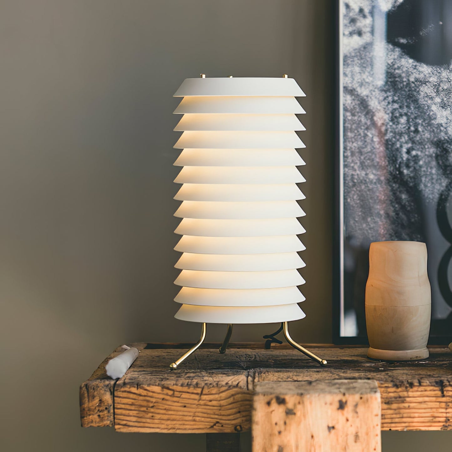 Baltic Tower Table Lamp | Metal | White Shade