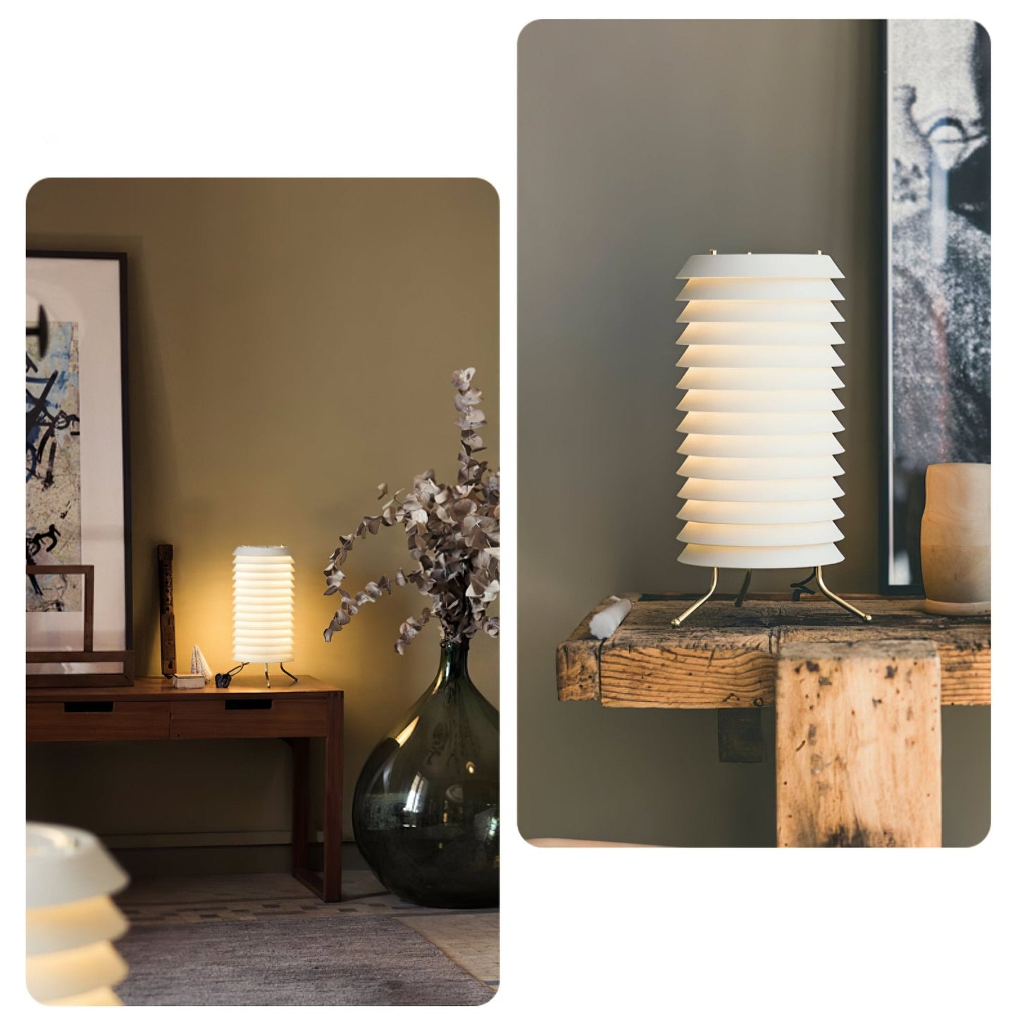 Baltic Tower Table Lamp | Metal | White Shade