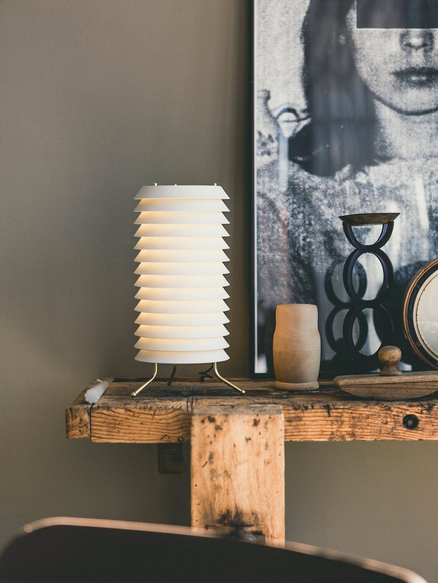 Baltic Tower Table Lamp | Metal | White Shade