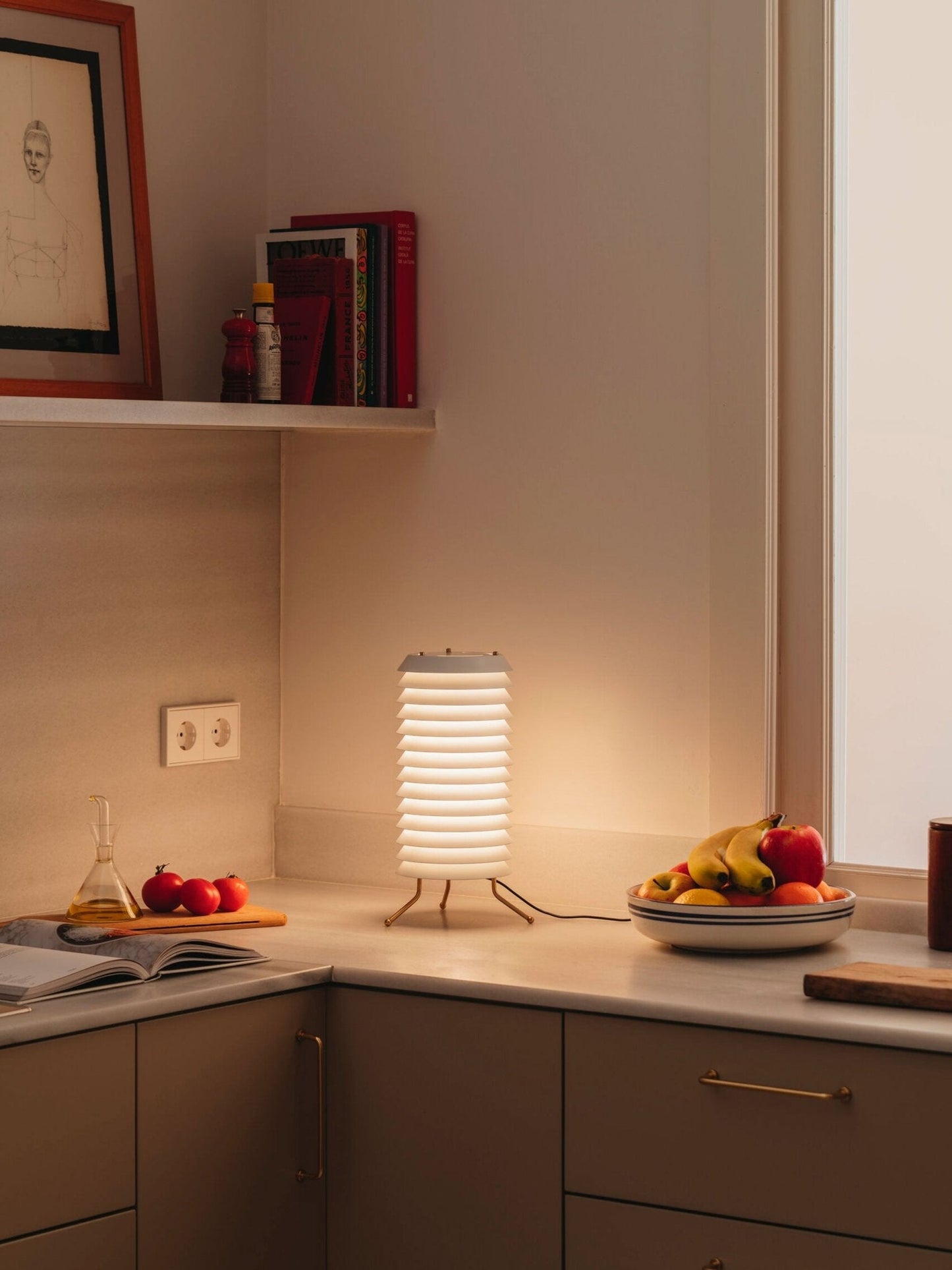 Baltic Tower Table Lamp | Metal | White Shade