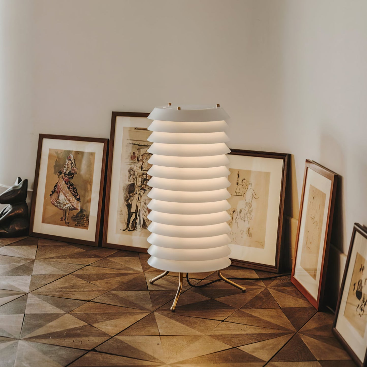 Baltic Tower Table Lamp | Metal | White Shade