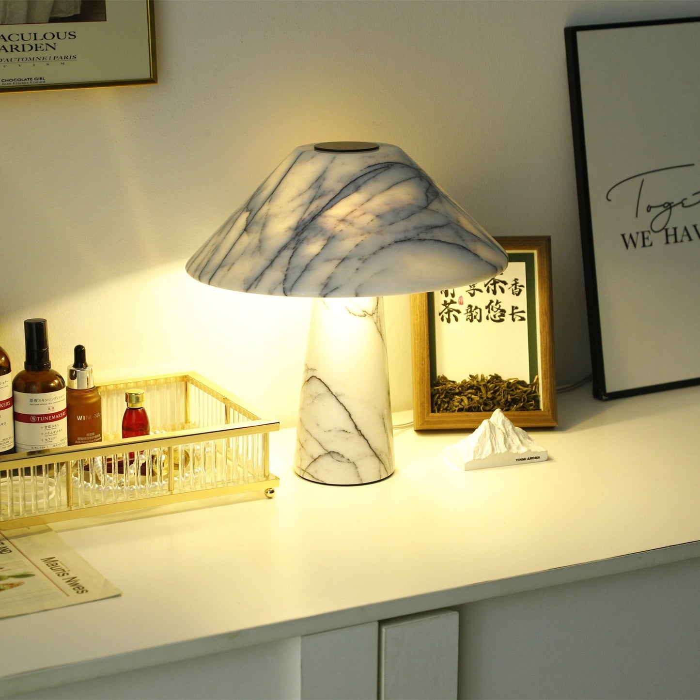 Marbella Marble Table Lamp | Marble | White