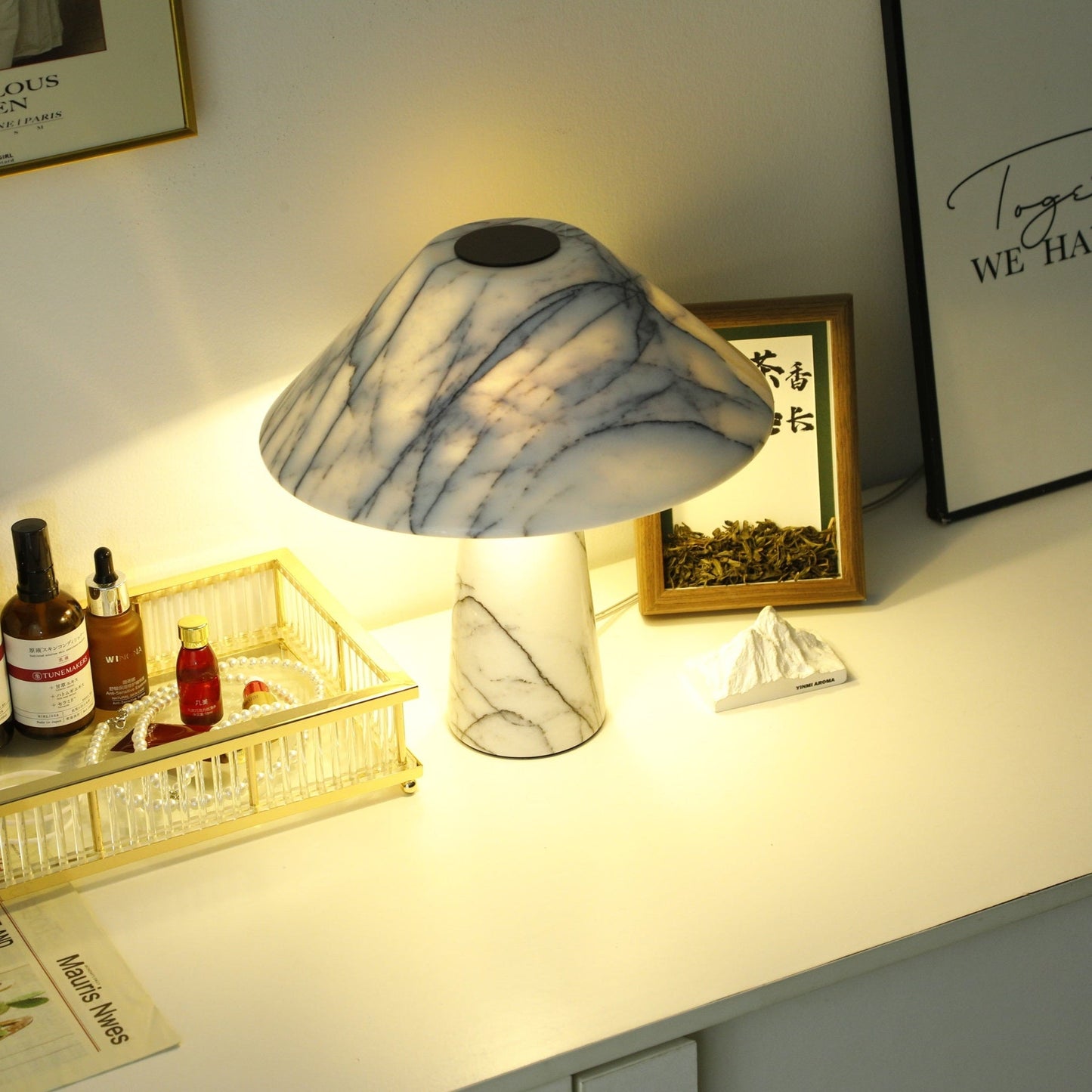 Marbella Marble Table Lamp | Marble | White
