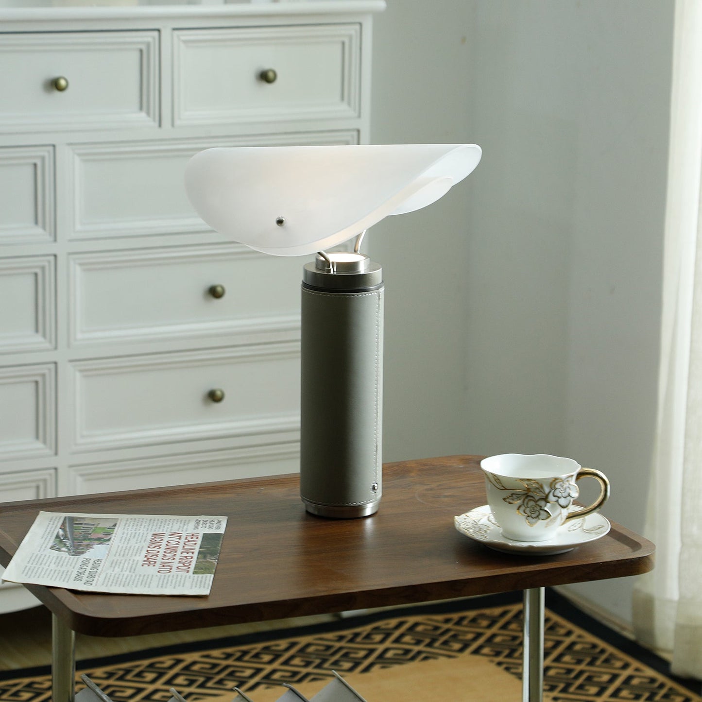 Marbella Table Lamp | Stone Base | Grey and White