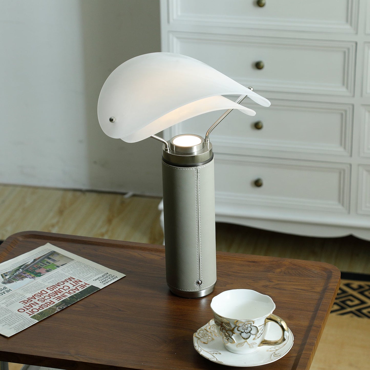 Marbella Table Lamp | Stone Base | Grey and White