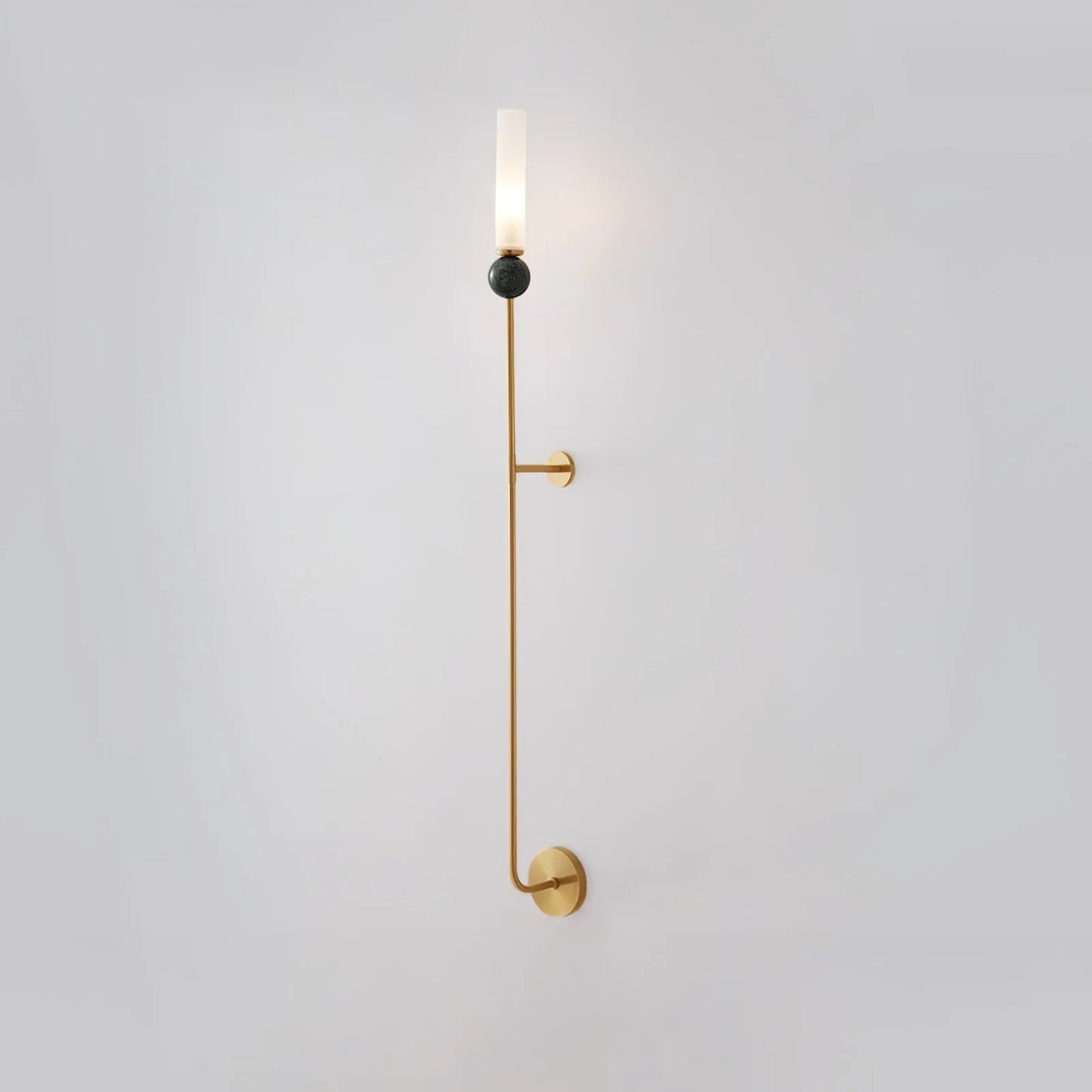 Marble Vertical Wall Lamp | Brass & Acrylic | Black, White, Green Marble