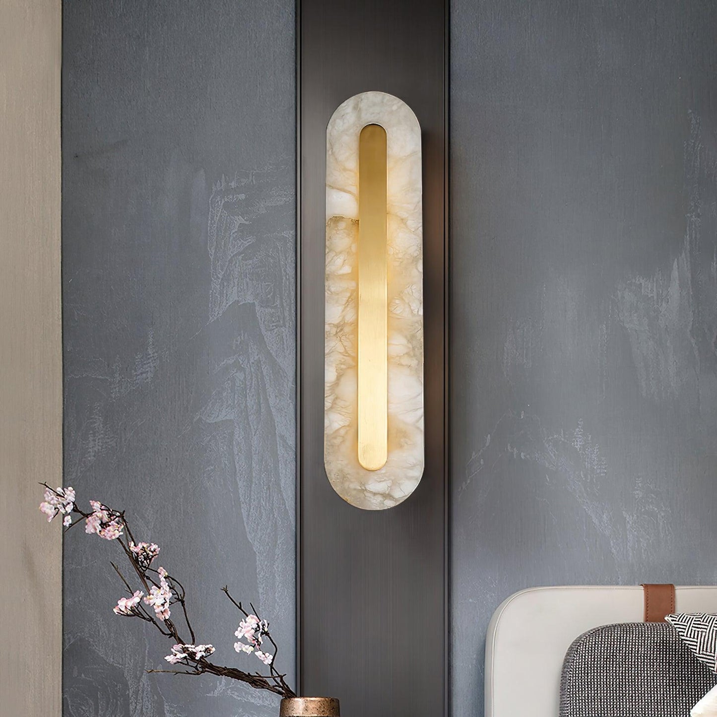 Alabaster Wall Sconce | Brass & Alabaster | Set of 2