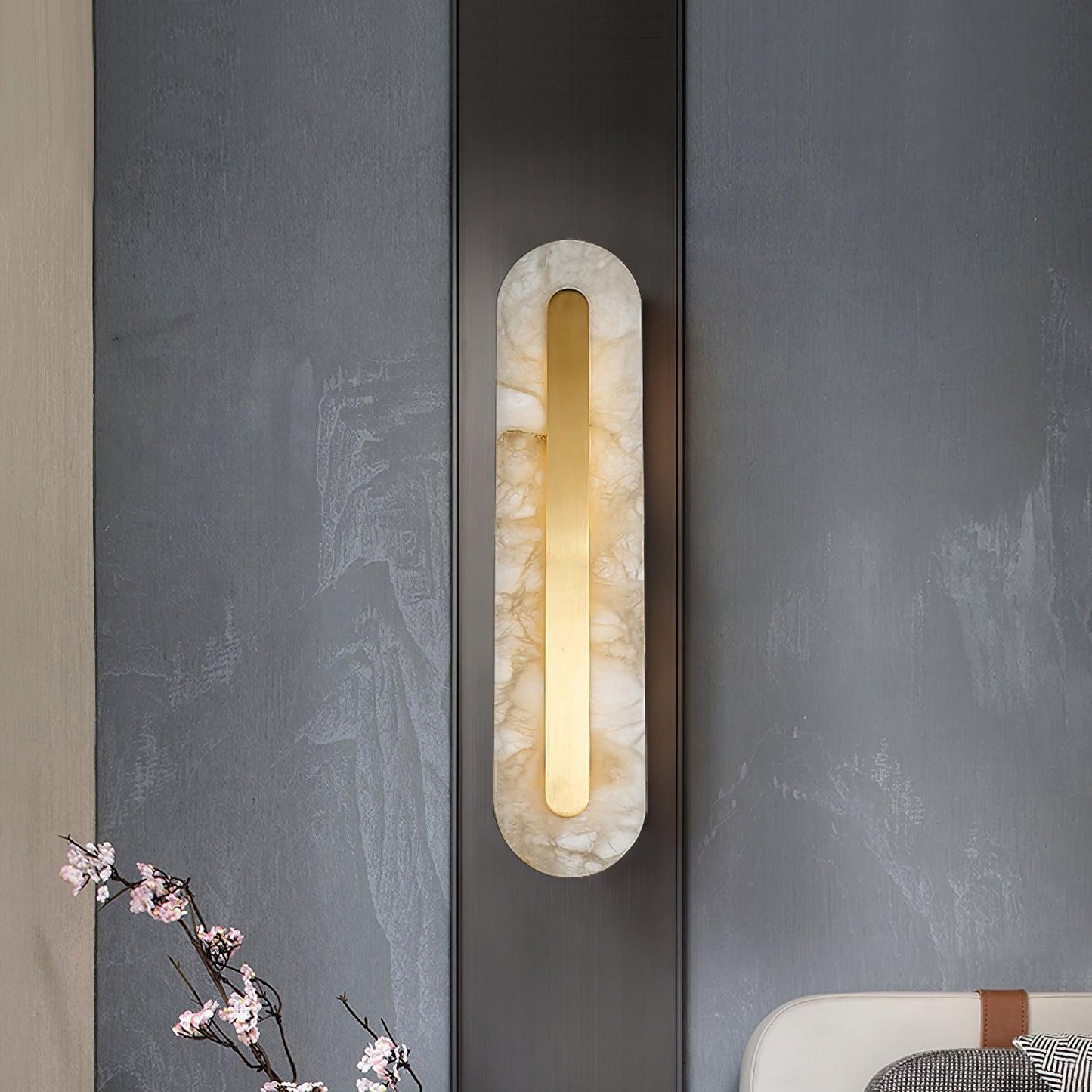 Alabaster Wall Sconce | Brass & Alabaster | Set of 2