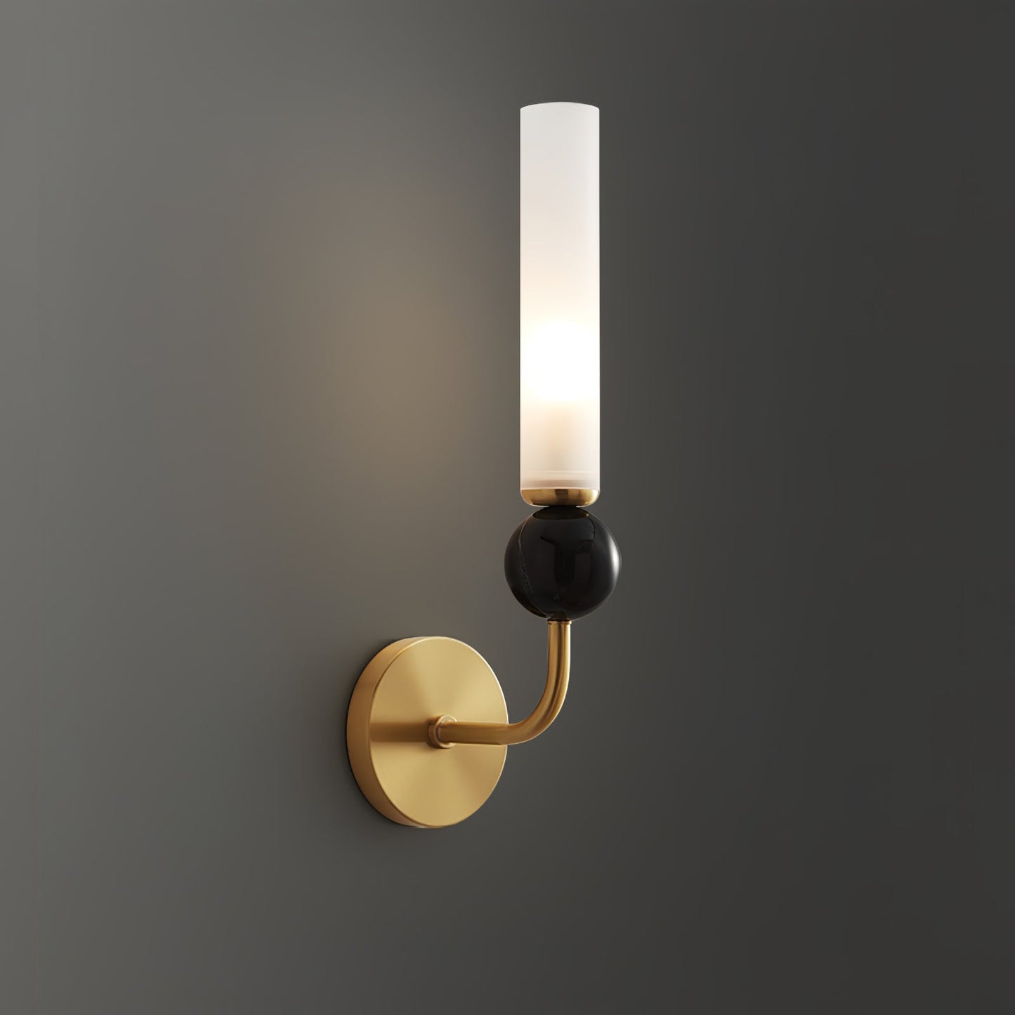 Marble Vertical Wall Lamp | Brass & Acrylic | Black, White, Green Marble