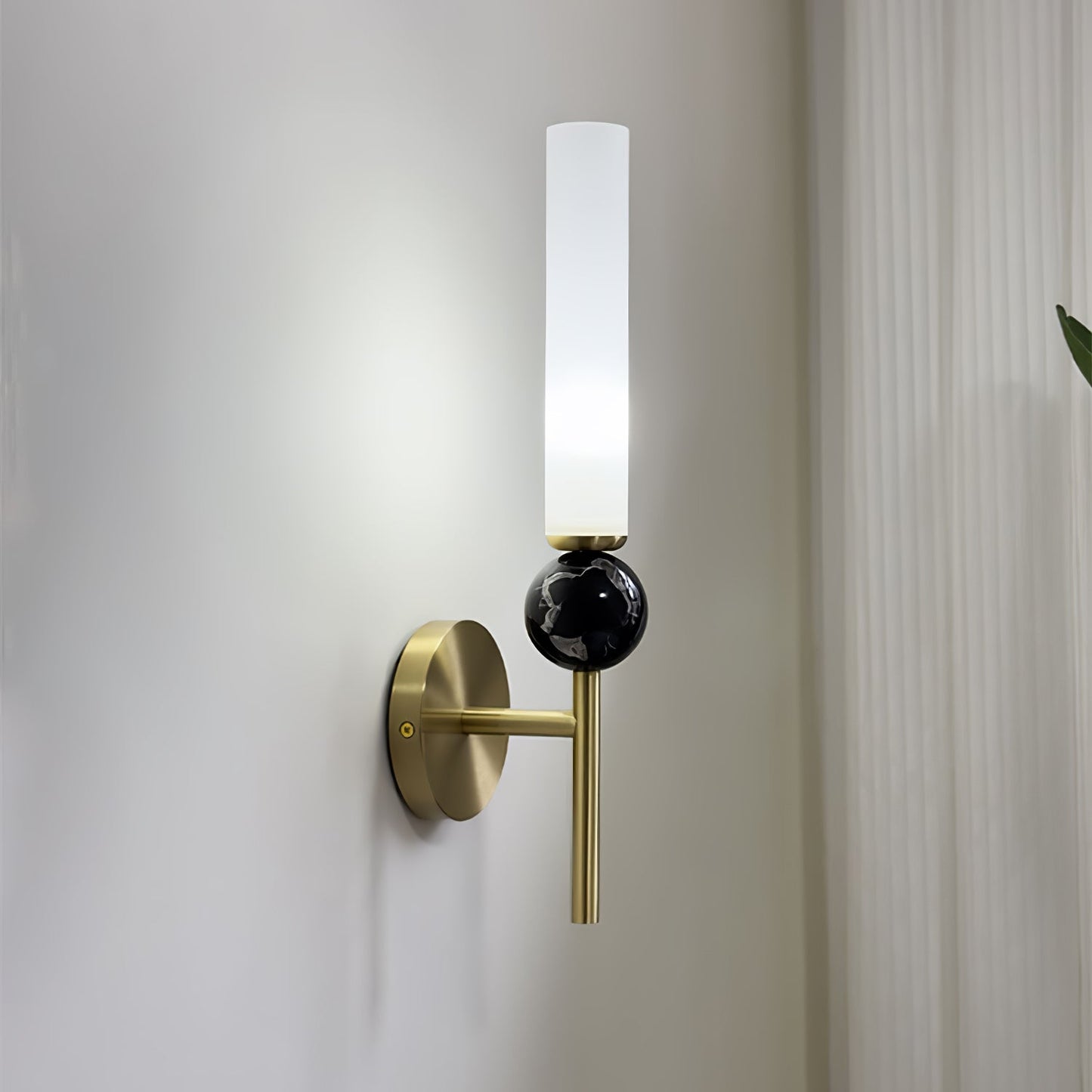 Marble Vertical Wall Lamp | Brass & Acrylic | Black, White, Green Marble