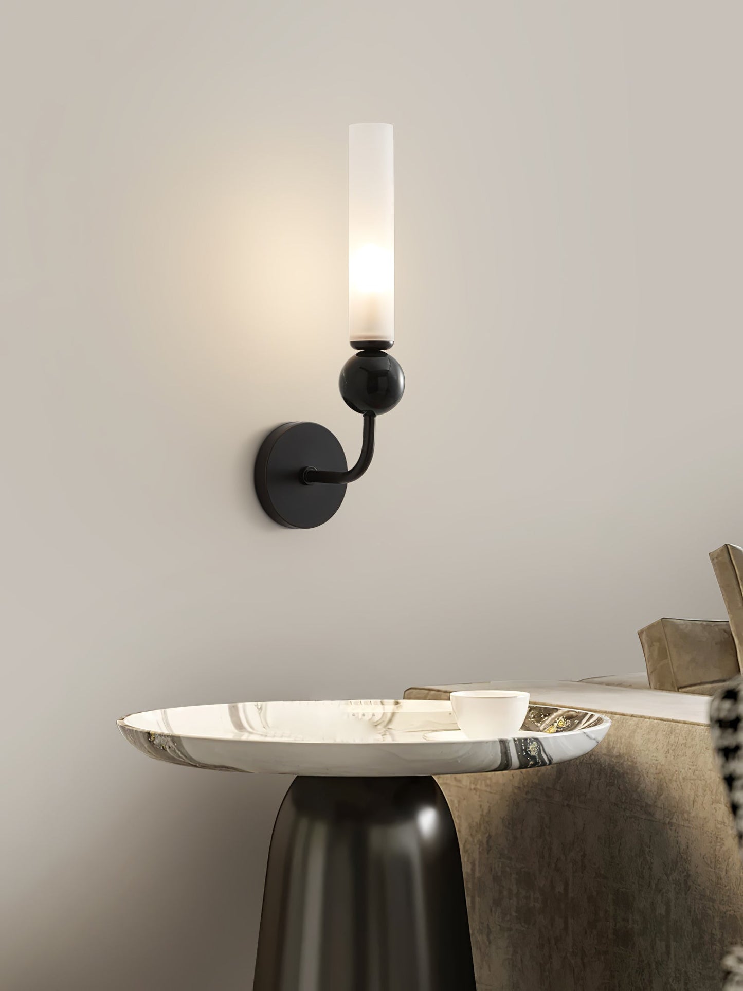 Marble Vertical Wall Lamp | Brass & Acrylic | Black, White, Green Marble