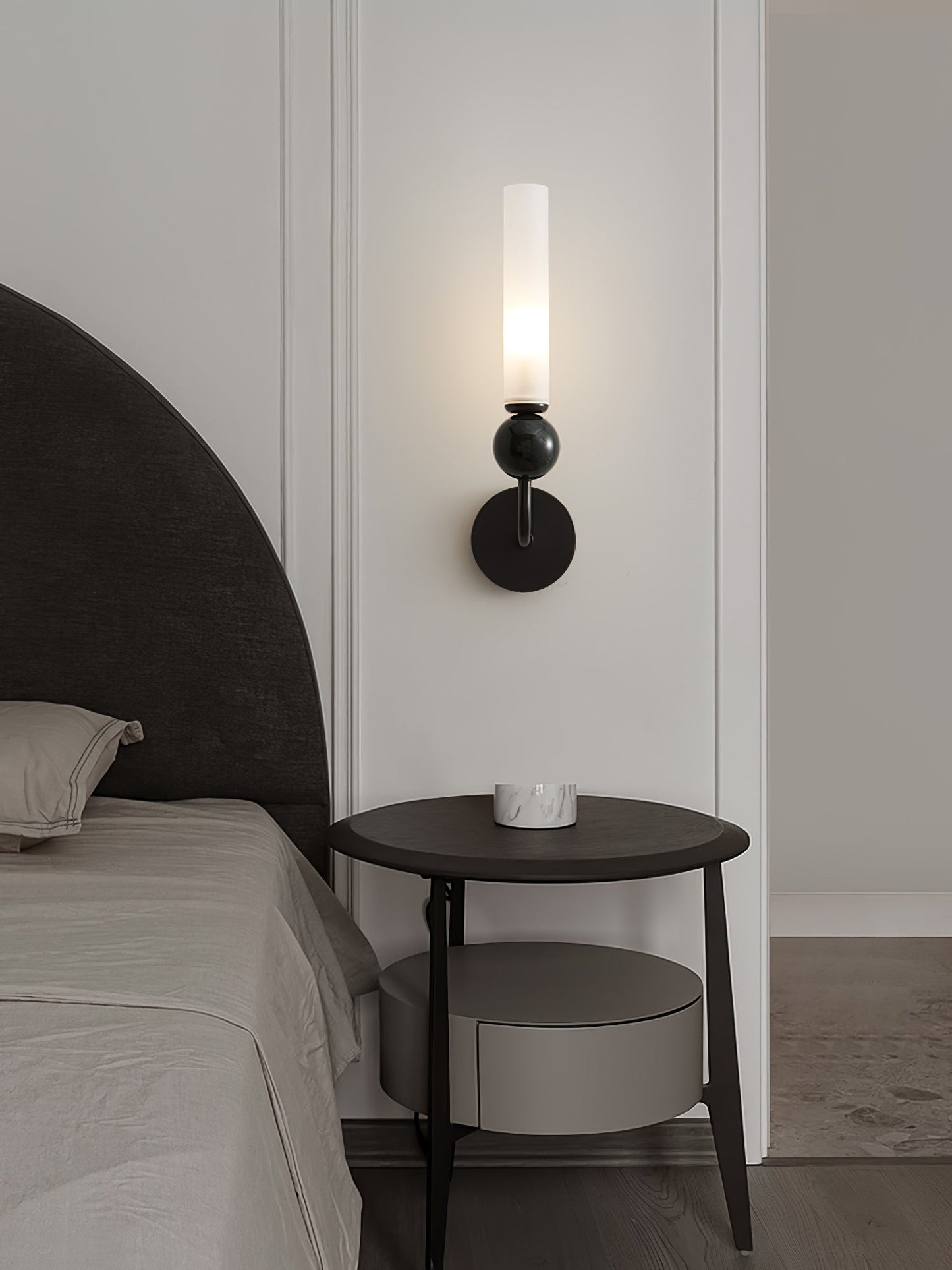 Marble Vertical Wall Lamp | Brass & Acrylic | Black, White, Green Marble