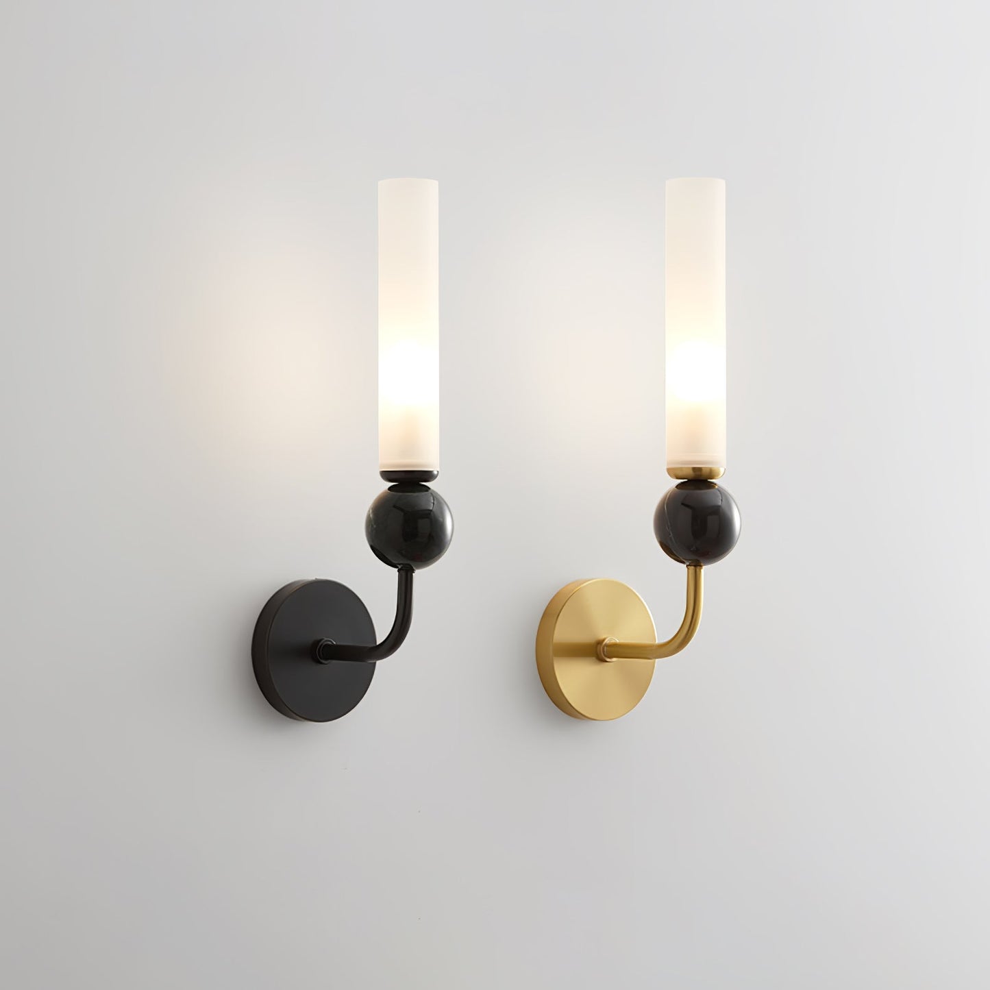 Marble Vertical Wall Lamp | Brass & Acrylic | Black, White, Green Marble