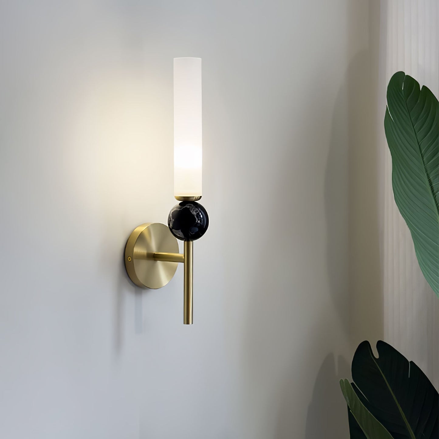 Marble Vertical Wall Lamp | Brass & Acrylic | Black, White, Green Marble