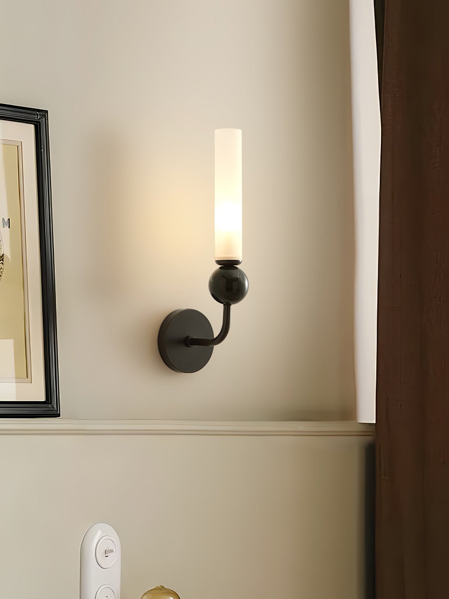 Marble Vertical Wall Lamp | Brass & Acrylic | Black, White, Green Marble