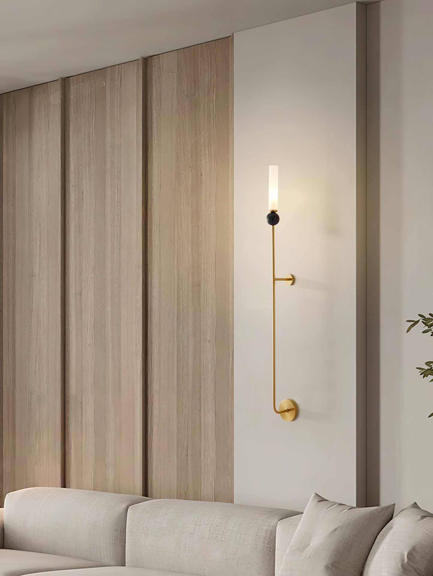 Marble Vertical Wall Lamp | Brass & Acrylic | Black, White, Green Marble