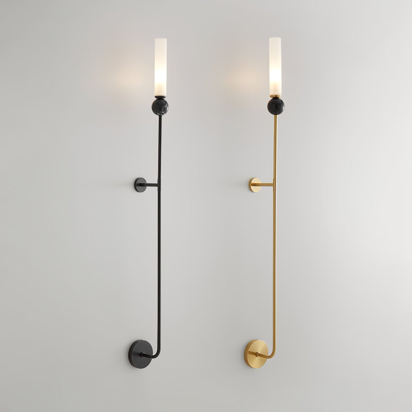 Marble Vertical Wall Lamp | Brass & Acrylic | Black, White, Green Marble