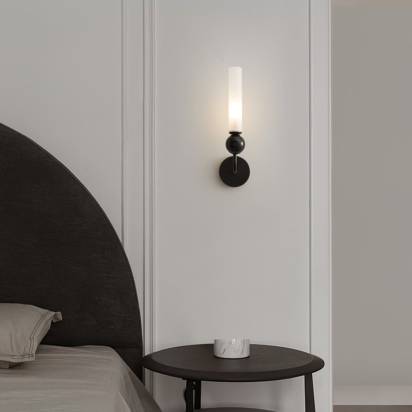 Marble Vertical Wall Lamp | Brass & Acrylic | Black, White, Green Marble