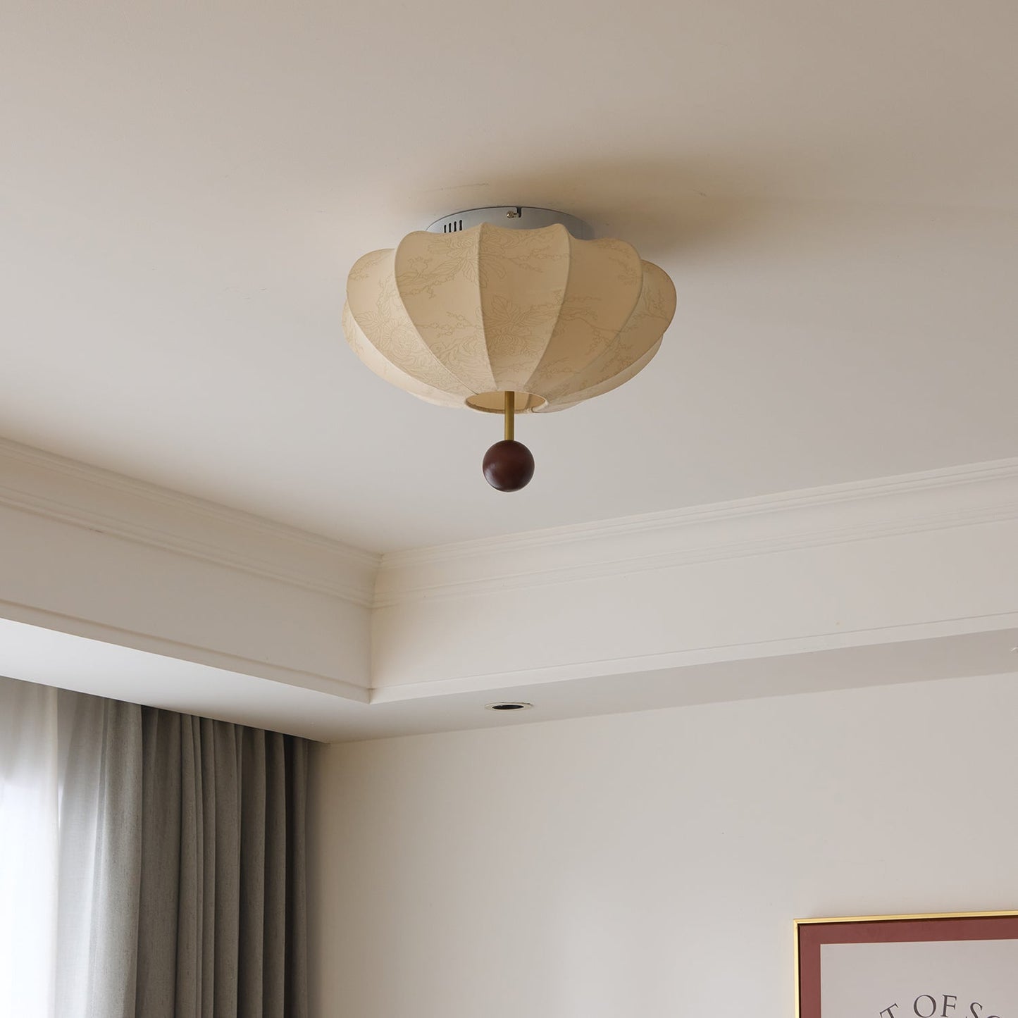 Marceline Ceiling Light | Wood & Fabric | Beige