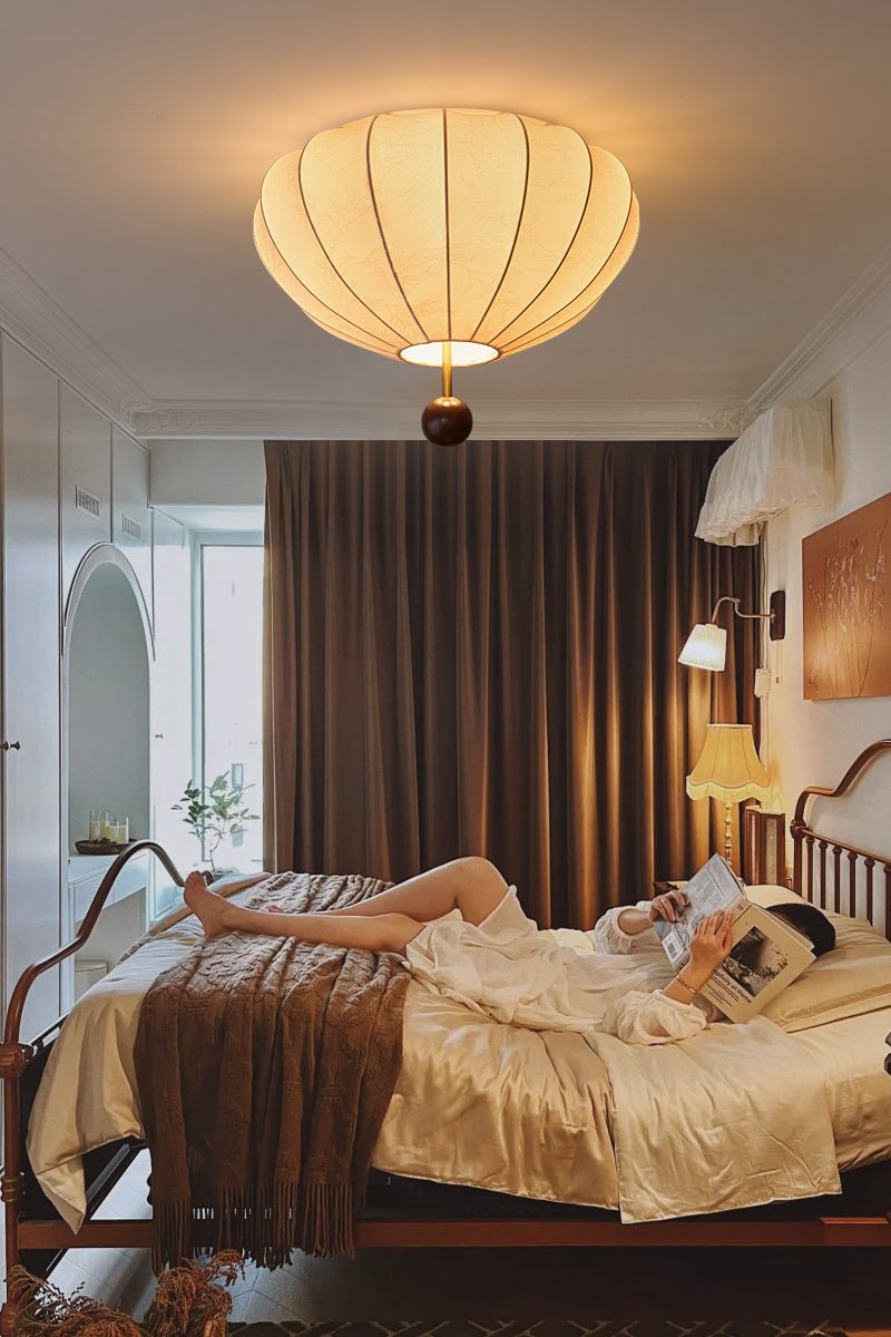 Marceline Ceiling Light | Wood & Fabric | Beige