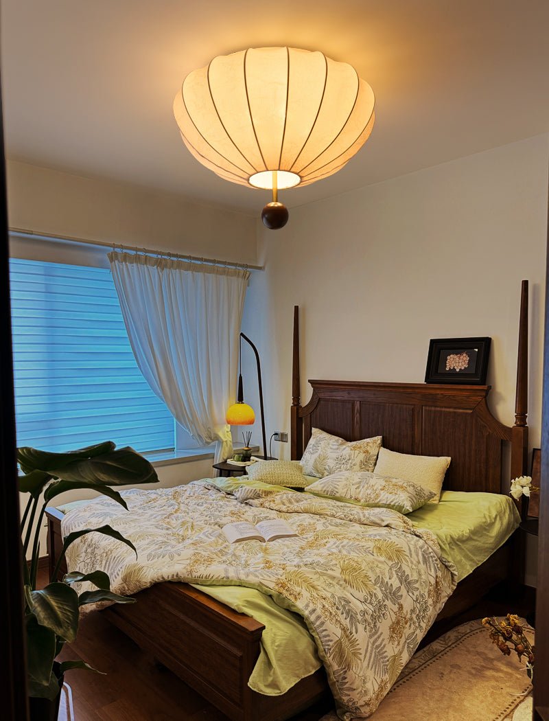 Marceline Ceiling Light | Wood & Fabric | Beige
