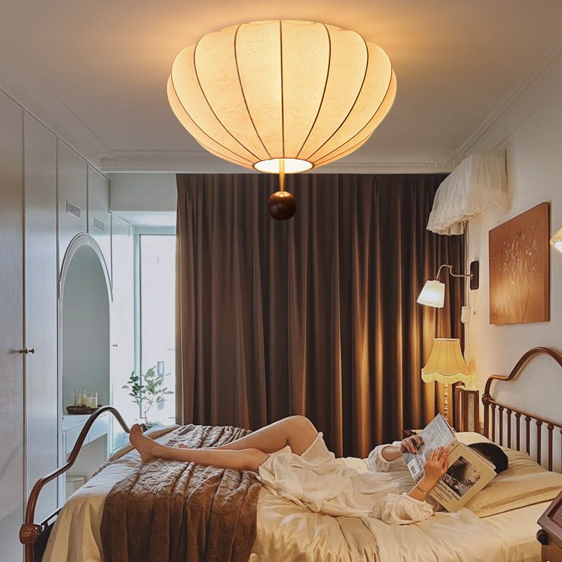 Marceline Ceiling Light | Wood & Fabric | Beige