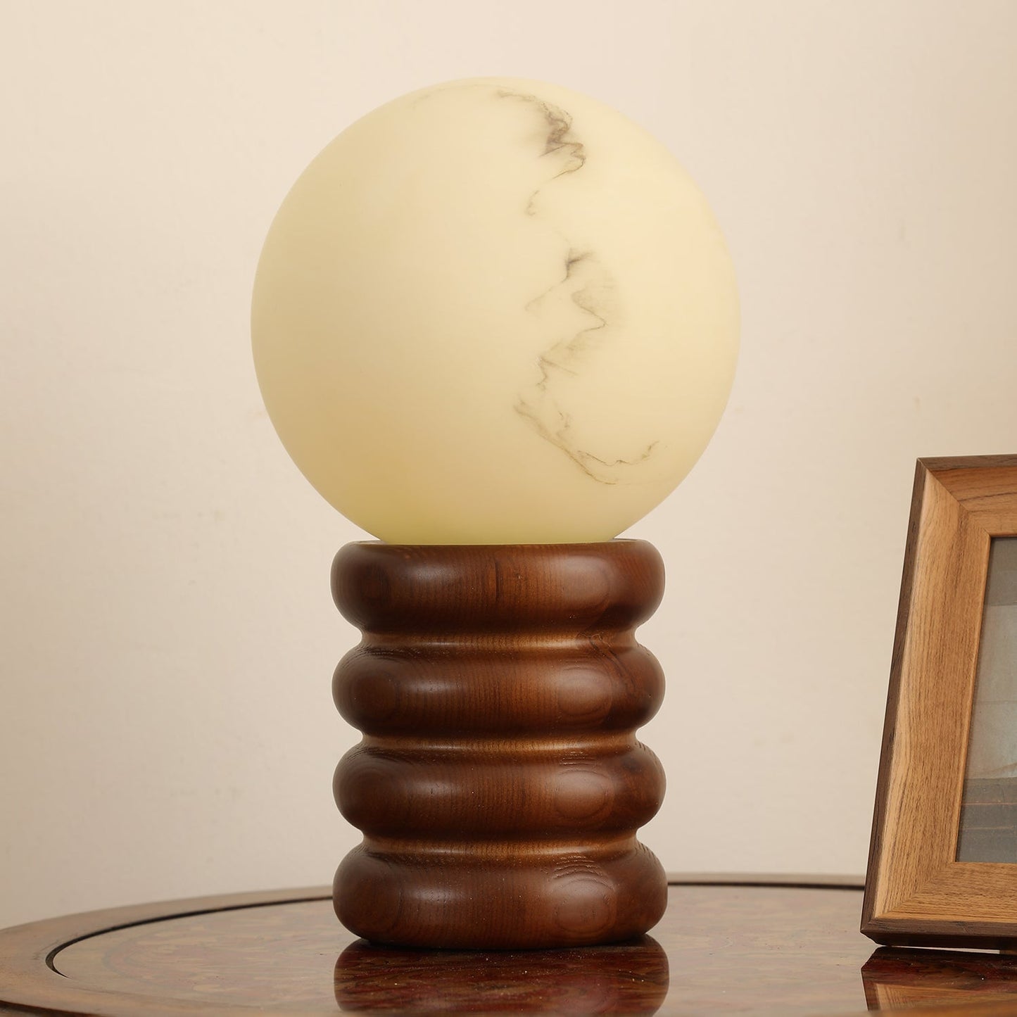 Marcus Table Lamp | Wood, Acrylic, Metal | Walnut Color