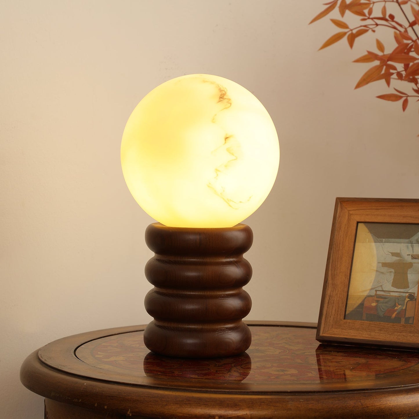 Marcus Table Lamp | Wood, Acrylic, Metal | Walnut Color
