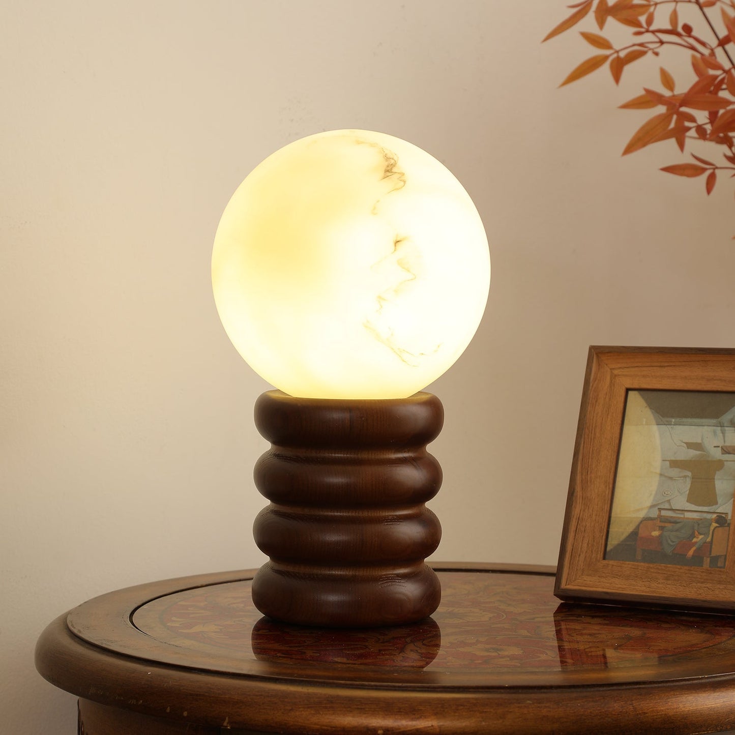 Marcus Table Lamp | Wood, Acrylic, Metal | Walnut Color