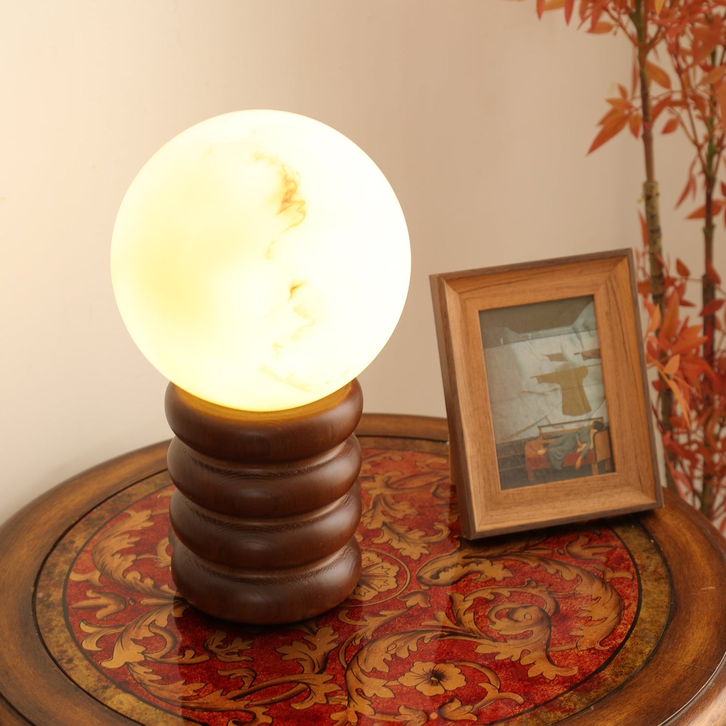 Marcus Table Lamp | Wood, Acrylic, Metal | Walnut Color